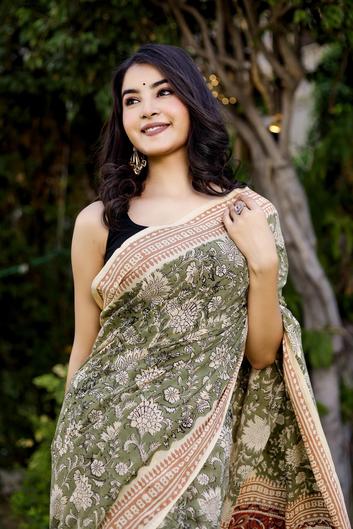 Bagru (Bagh) Gadh print pure cotton block print saree