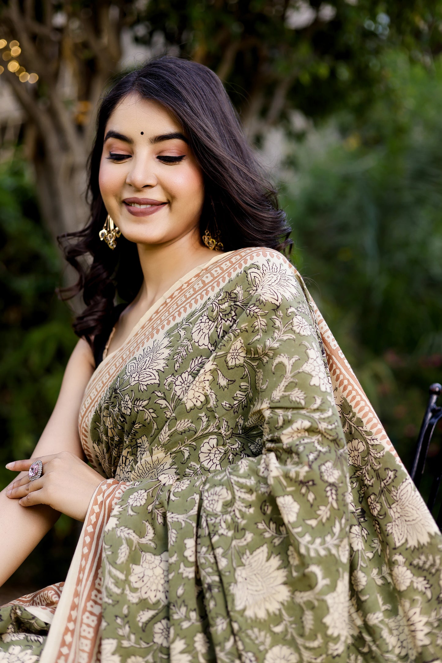 Bagru (Bagh) Gadh print pure cotton block print saree