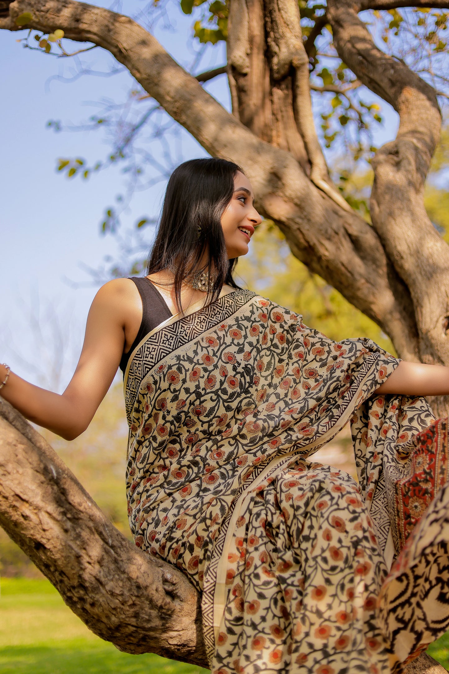 Bagru Jaal Print Pure Cotton Saree