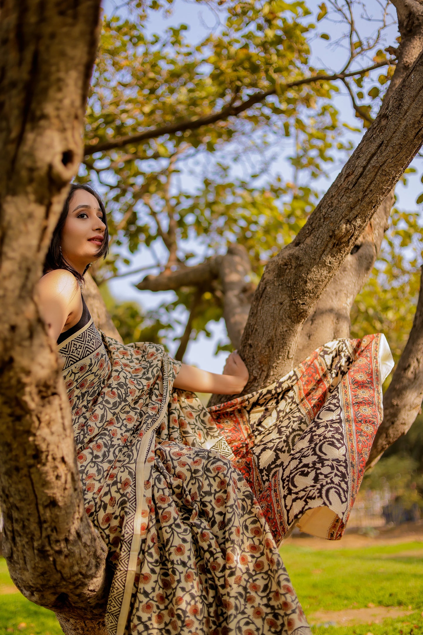 Bagru Jaal Print Pure Cotton Saree