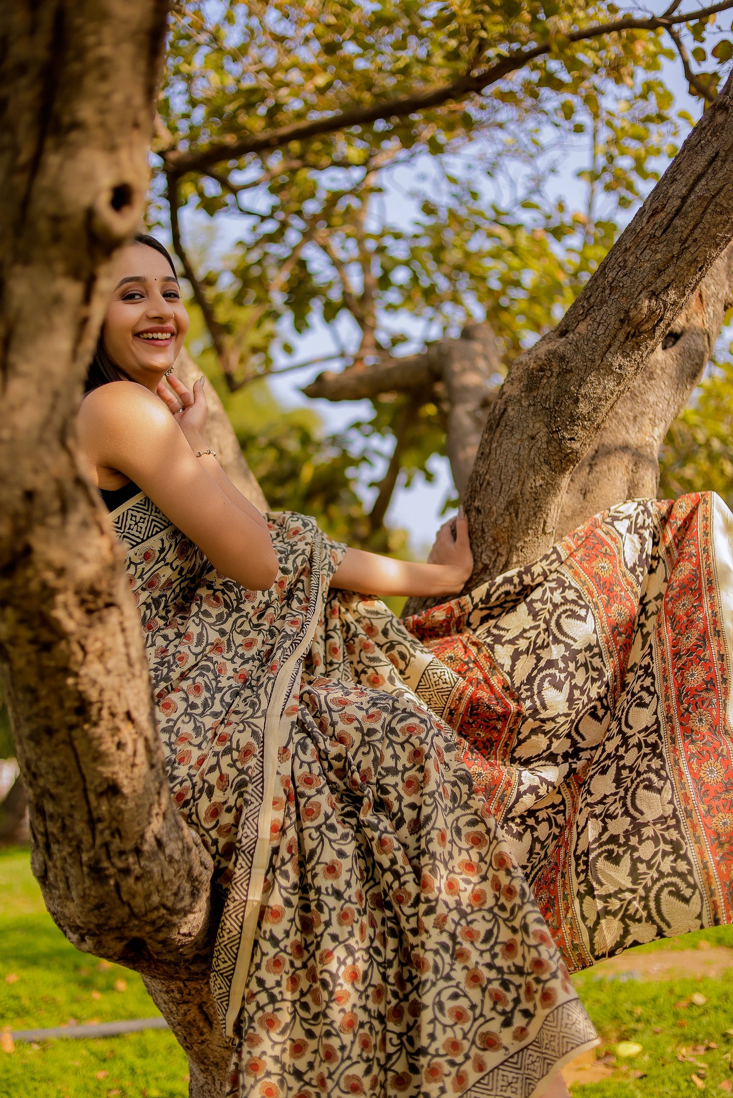 Bagru Jaal Print Pure Cotton Saree