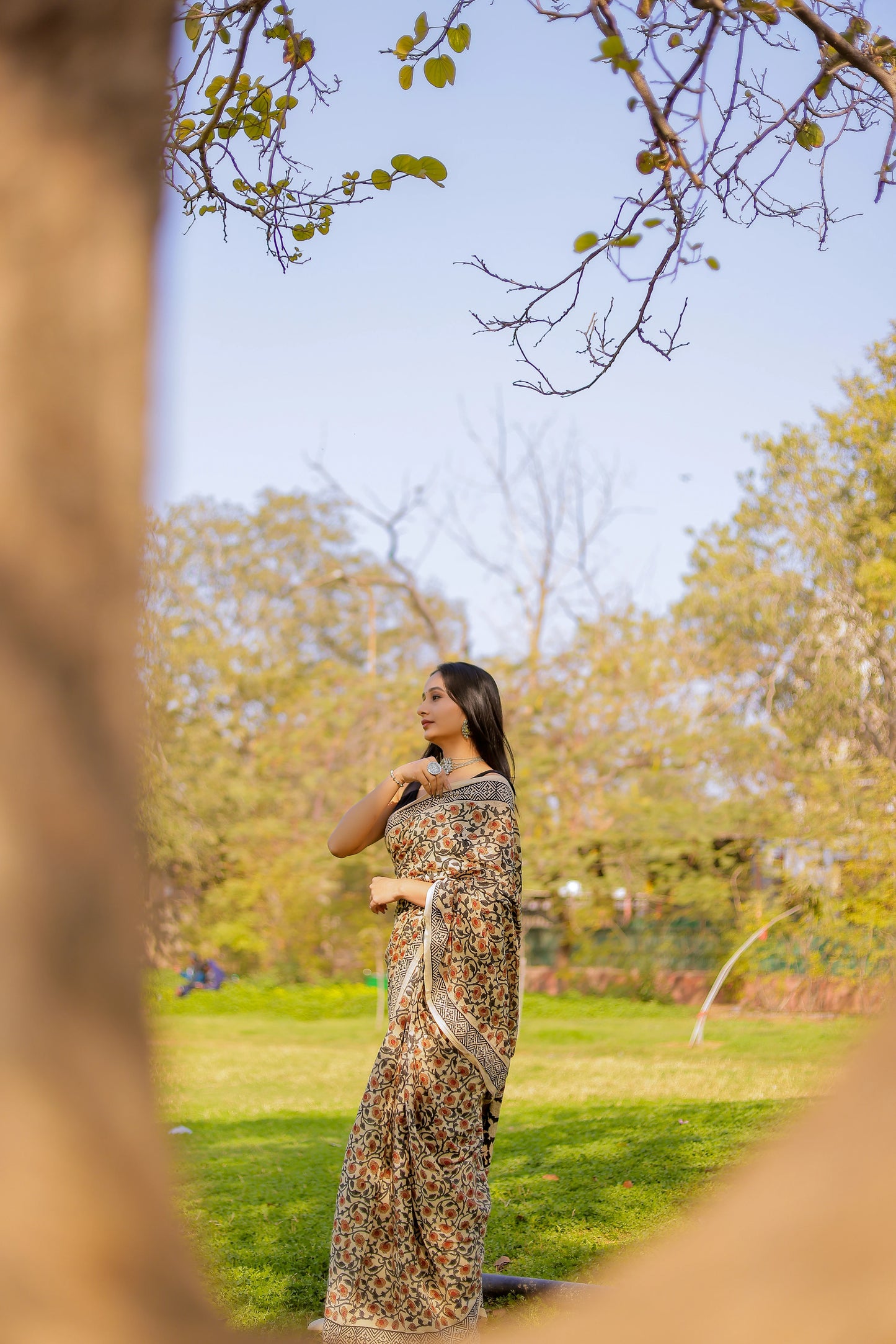 Bagru Jaal Print Pure Cotton Saree