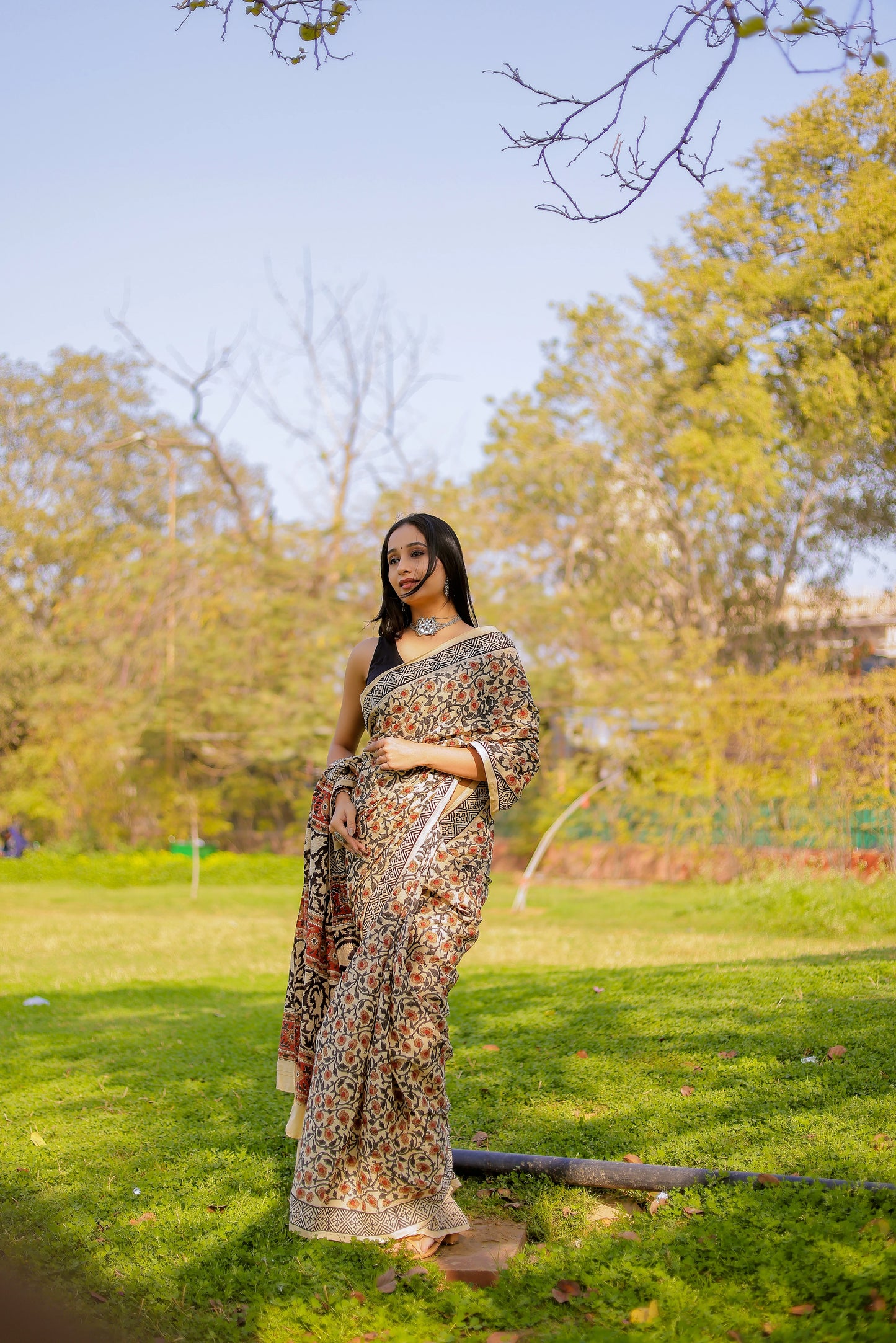 Bagru Jaal Print Pure Cotton Saree