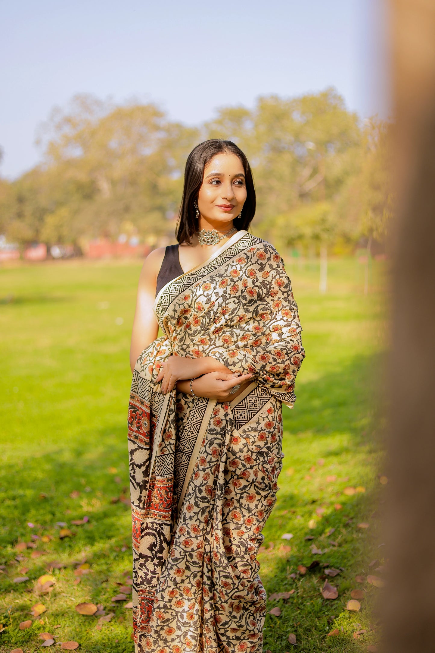 Bagru Jaal Print Pure Cotton Saree