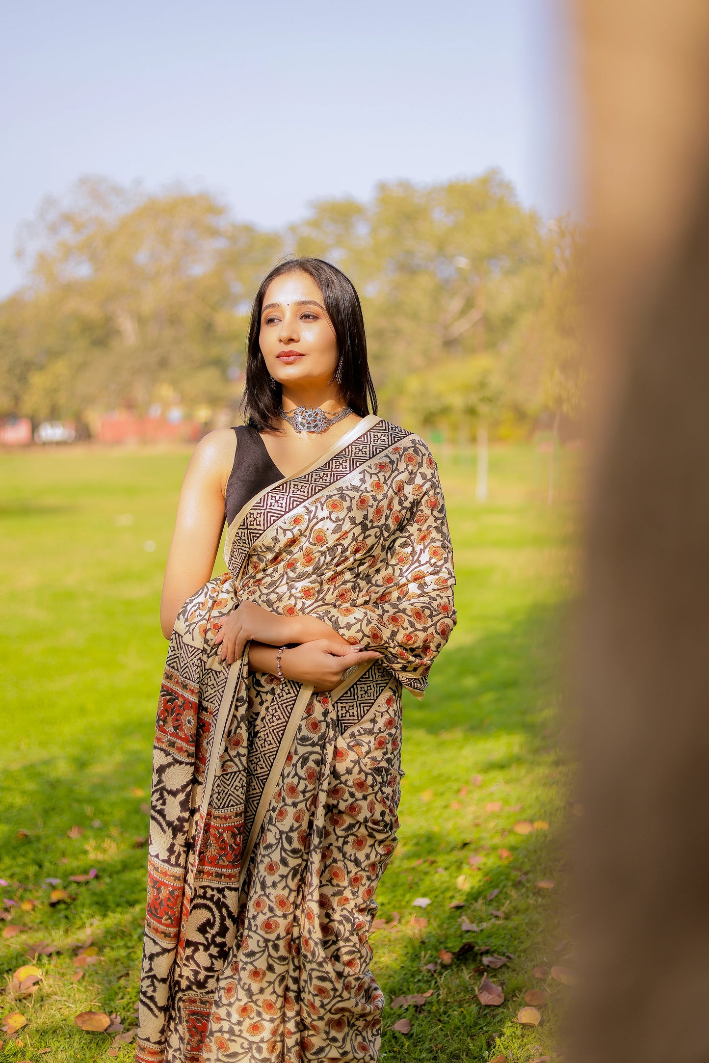 Bagru Jaal Print Pure Cotton Saree