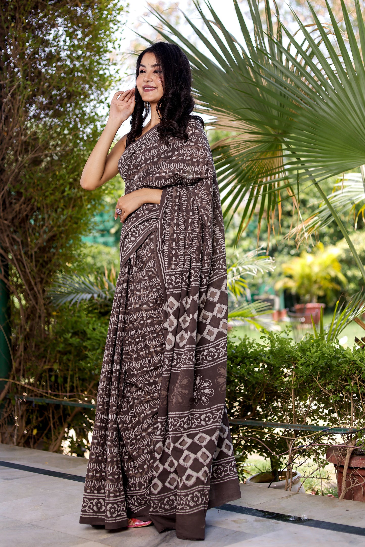 Indigo Daabu (brown) Pure Cotton Saree