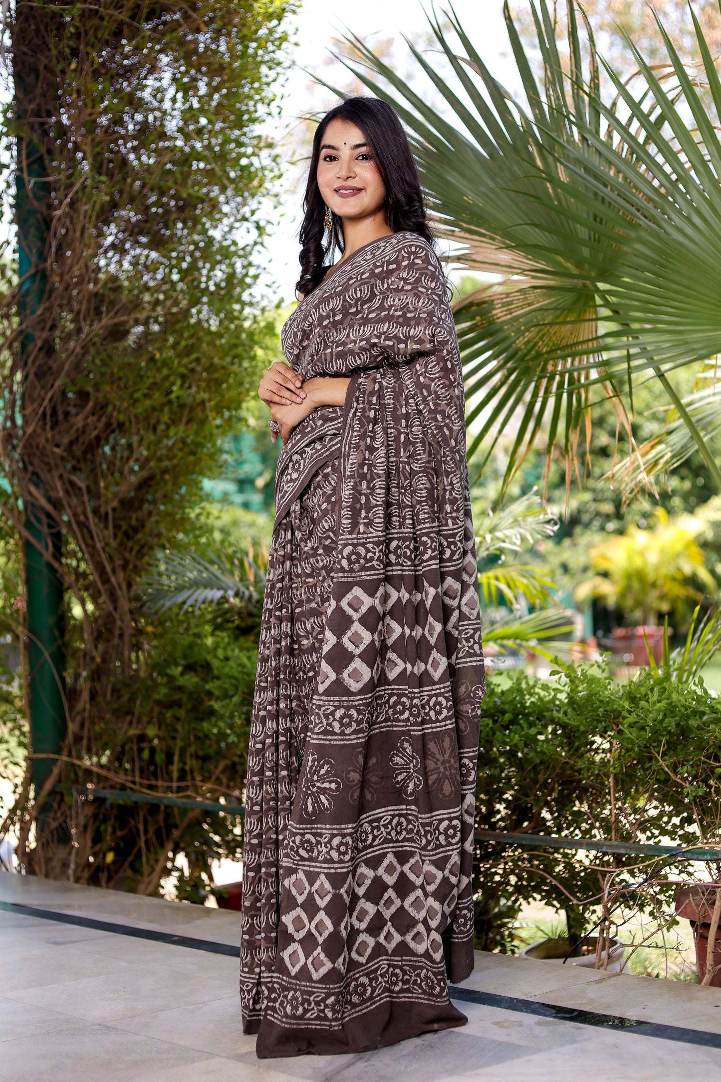 Indigo Daabu (brown) Pure Cotton Saree