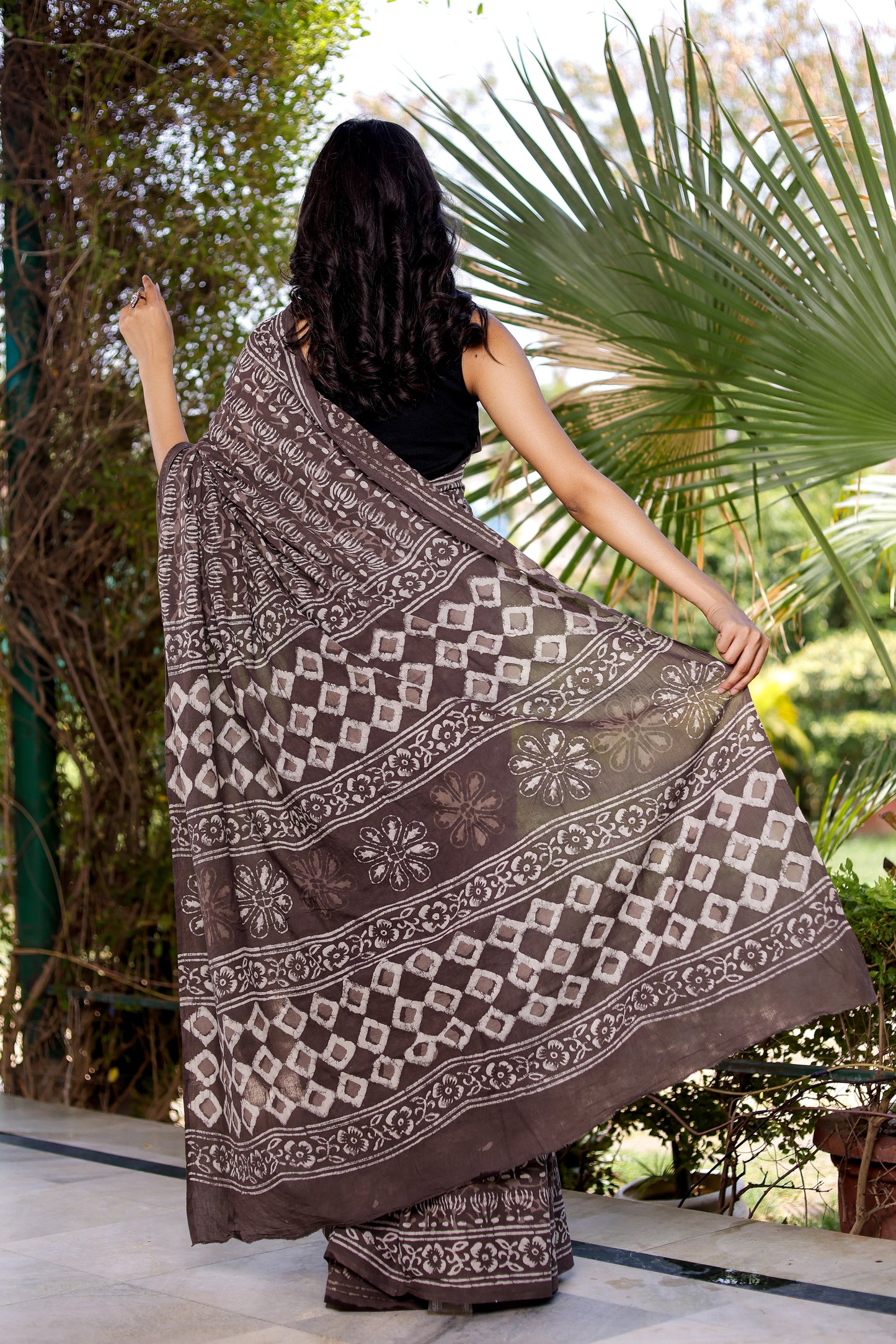 Indigo Daabu (brown) Pure Cotton Saree