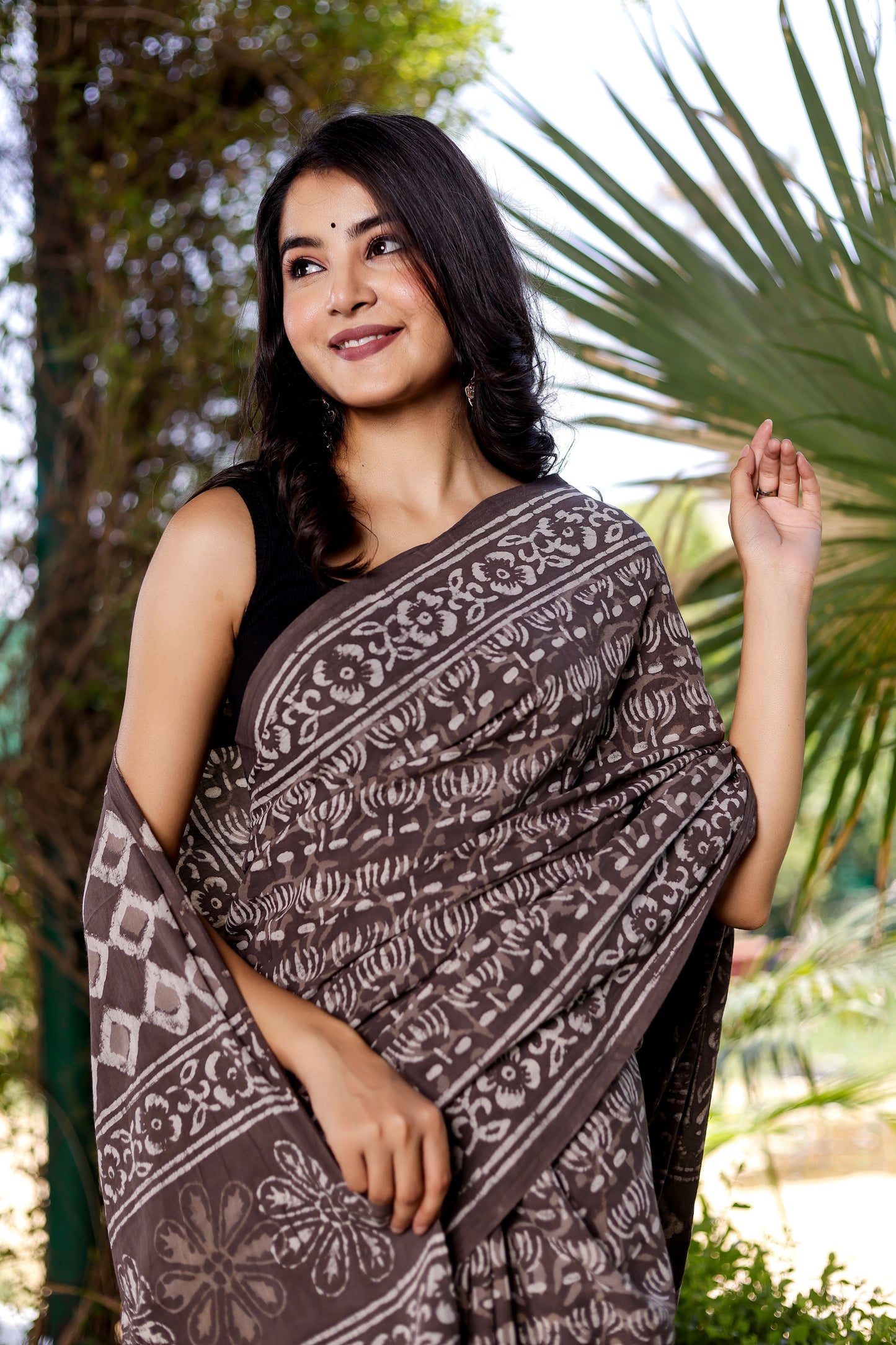 Indigo Daabu (brown) Pure Cotton Saree