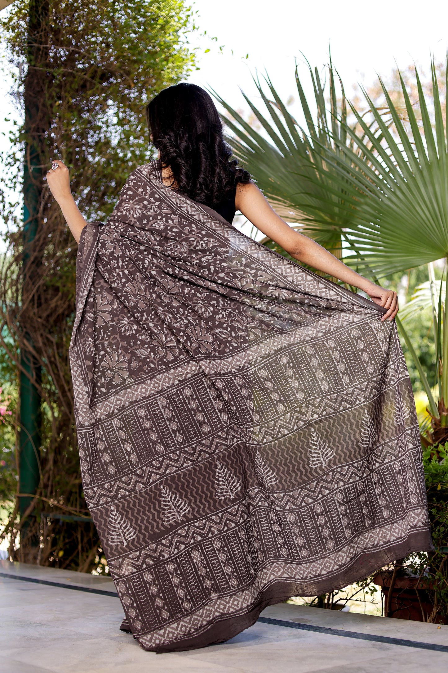 Indigo Daabu (brown) Pure Cotton Saree