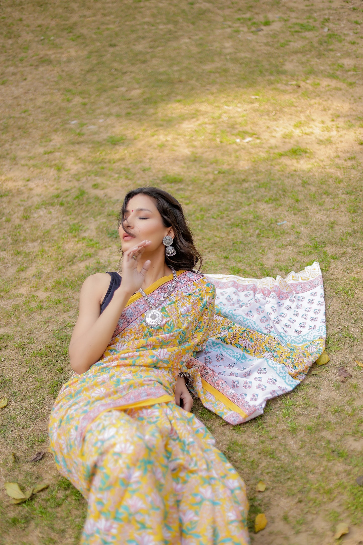 Rapid gadh Yellow Hand Block Print Pure Cotton Saree
