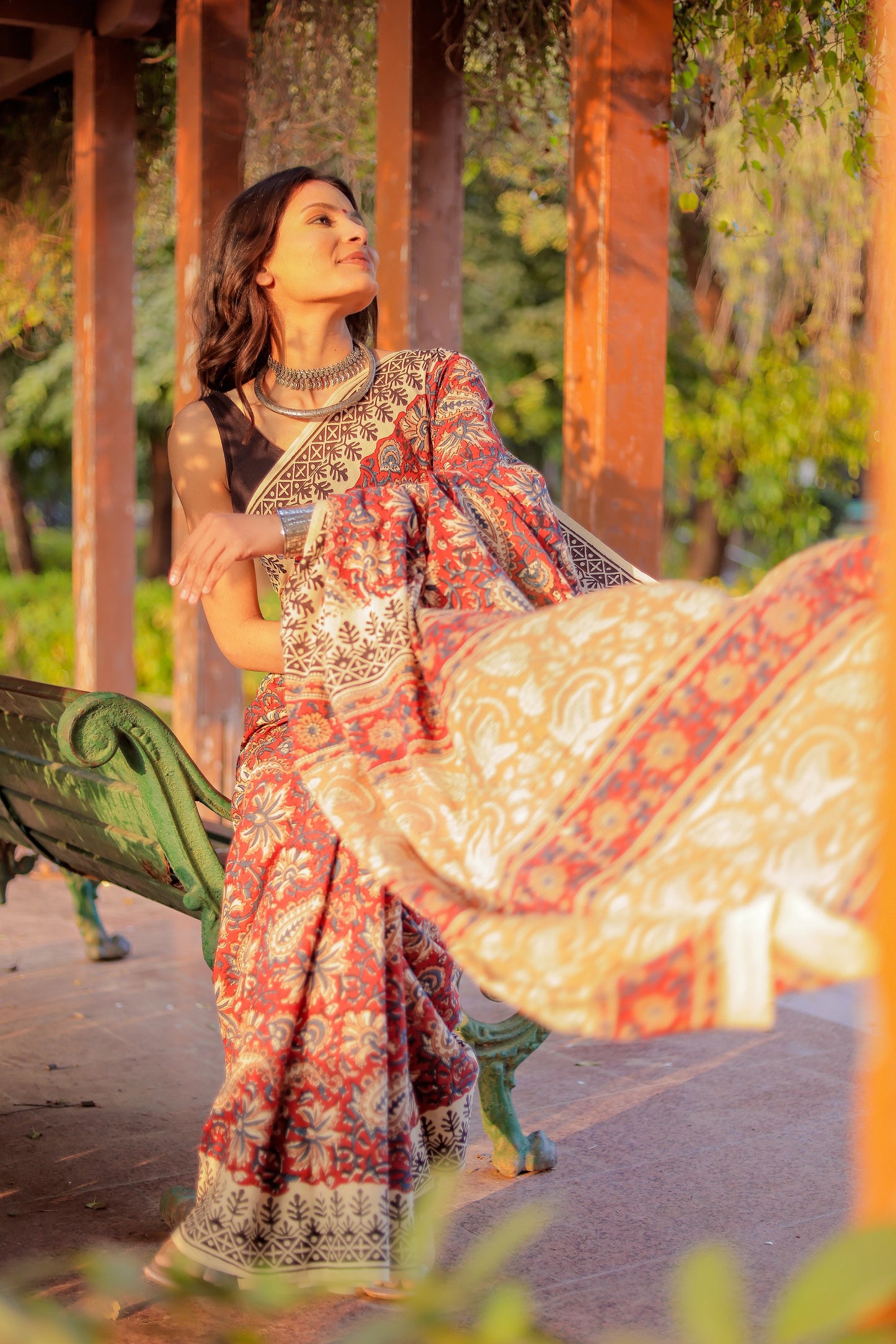 Bagru Jaal Gadh print pure cotton block print saree