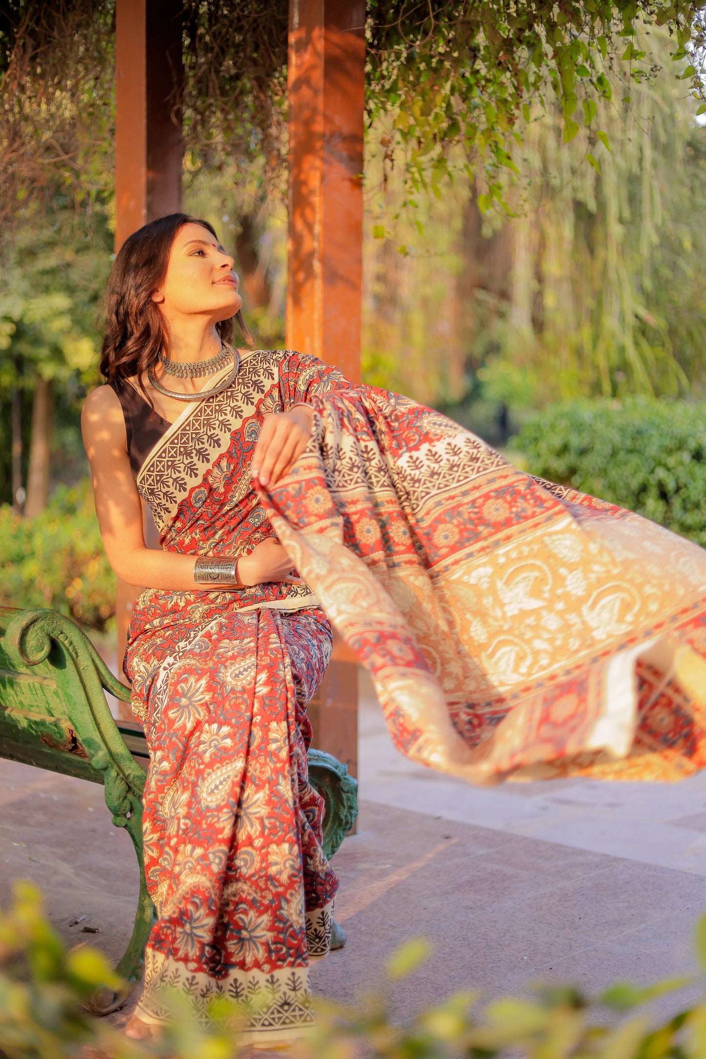 Bagru Jaal Gadh print pure cotton block print saree