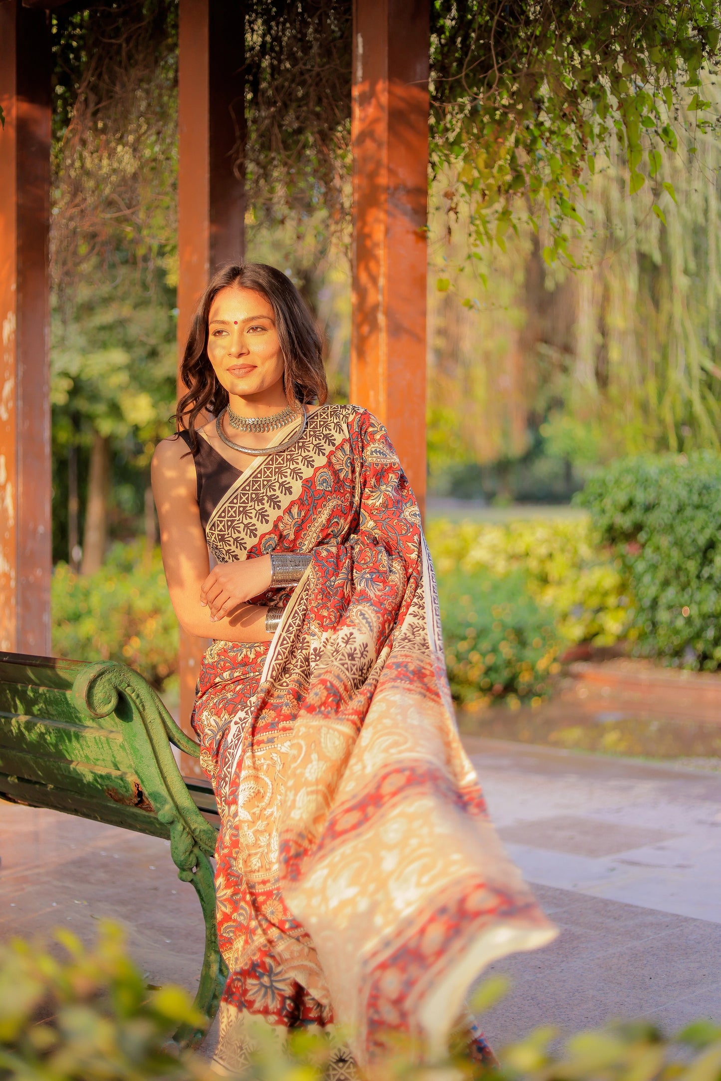 Bagru Jaal Gadh print pure cotton block print saree