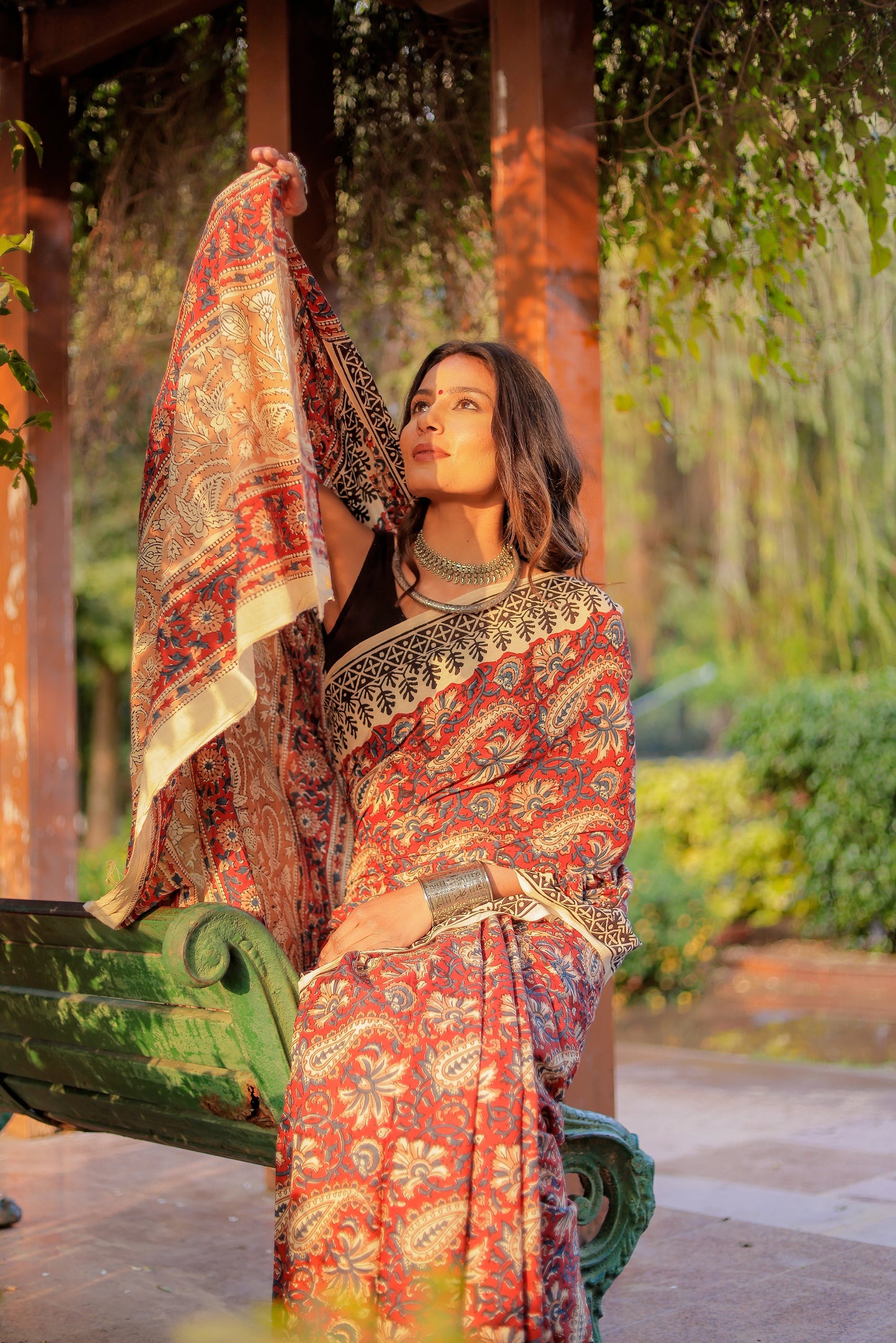 Bagru Jaal Gadh print pure cotton block print saree