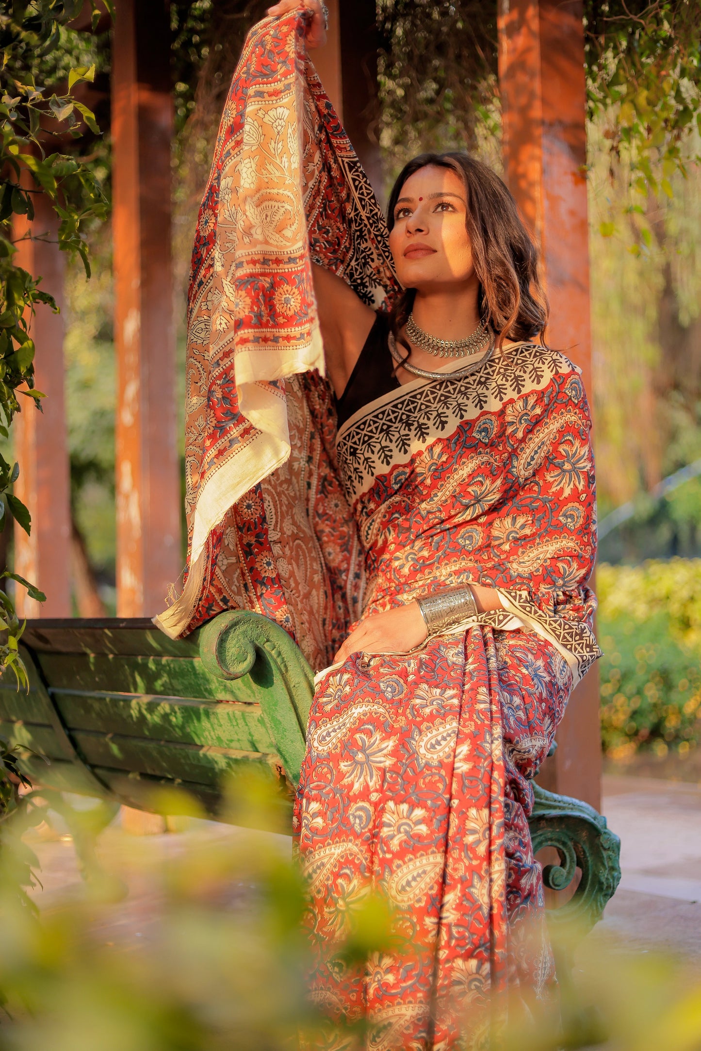 Bagru Jaal Gadh print pure cotton block print saree