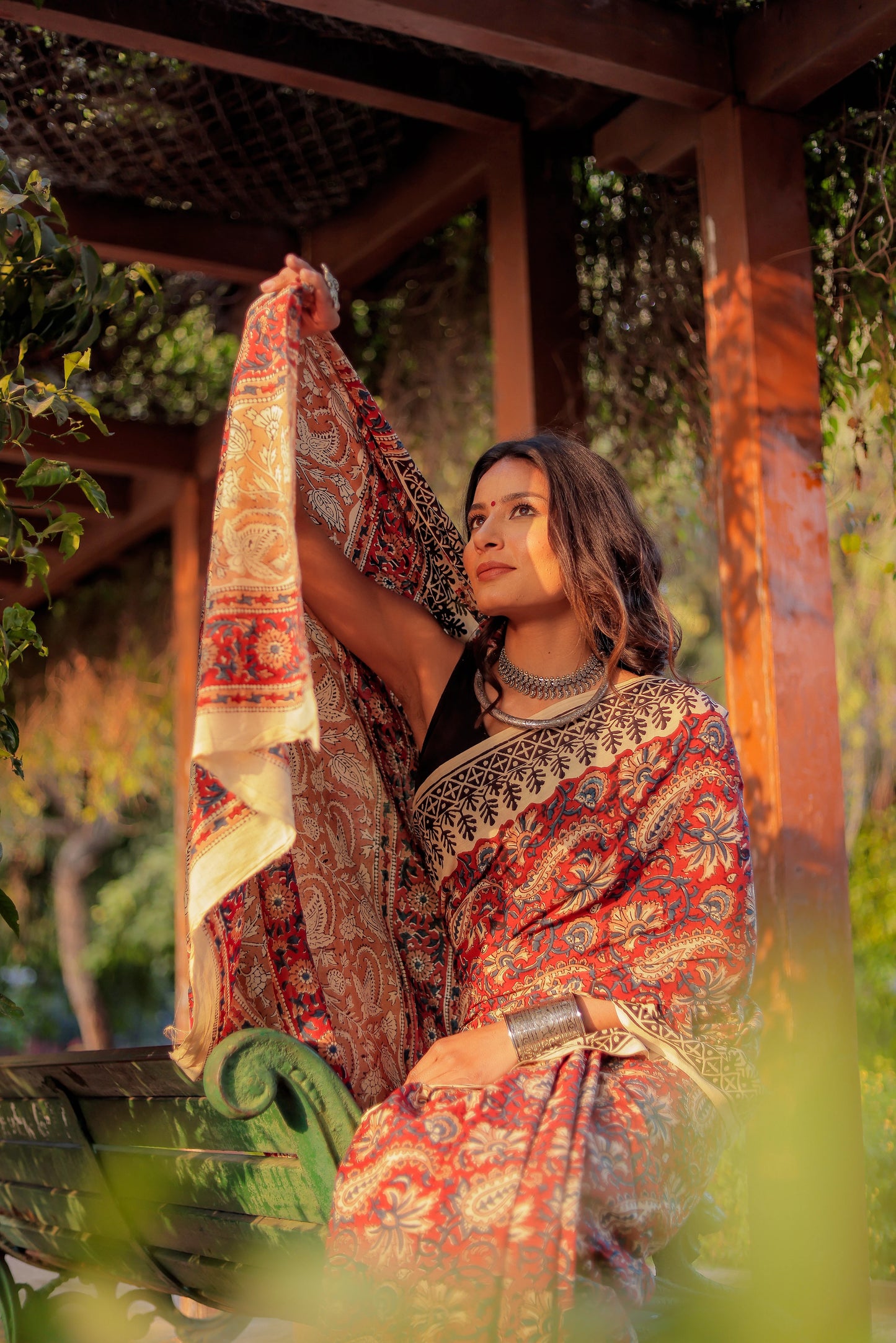Bagru Jaal Gadh print pure cotton block print saree