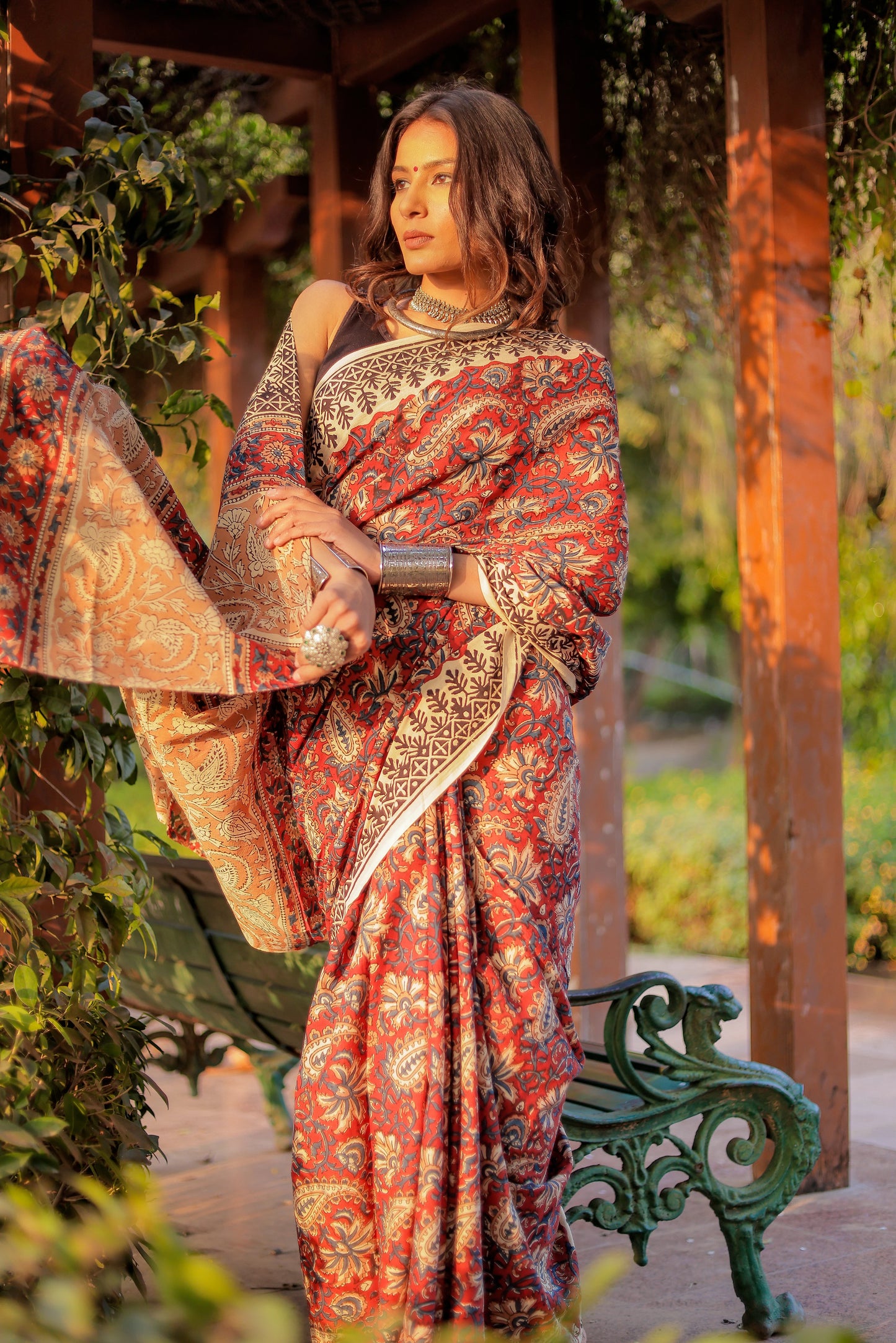 Bagru Jaal Gadh print pure cotton block print saree