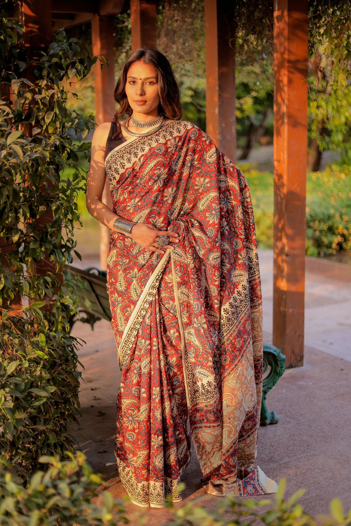 Bagru Jaal Gadh print pure cotton block print saree