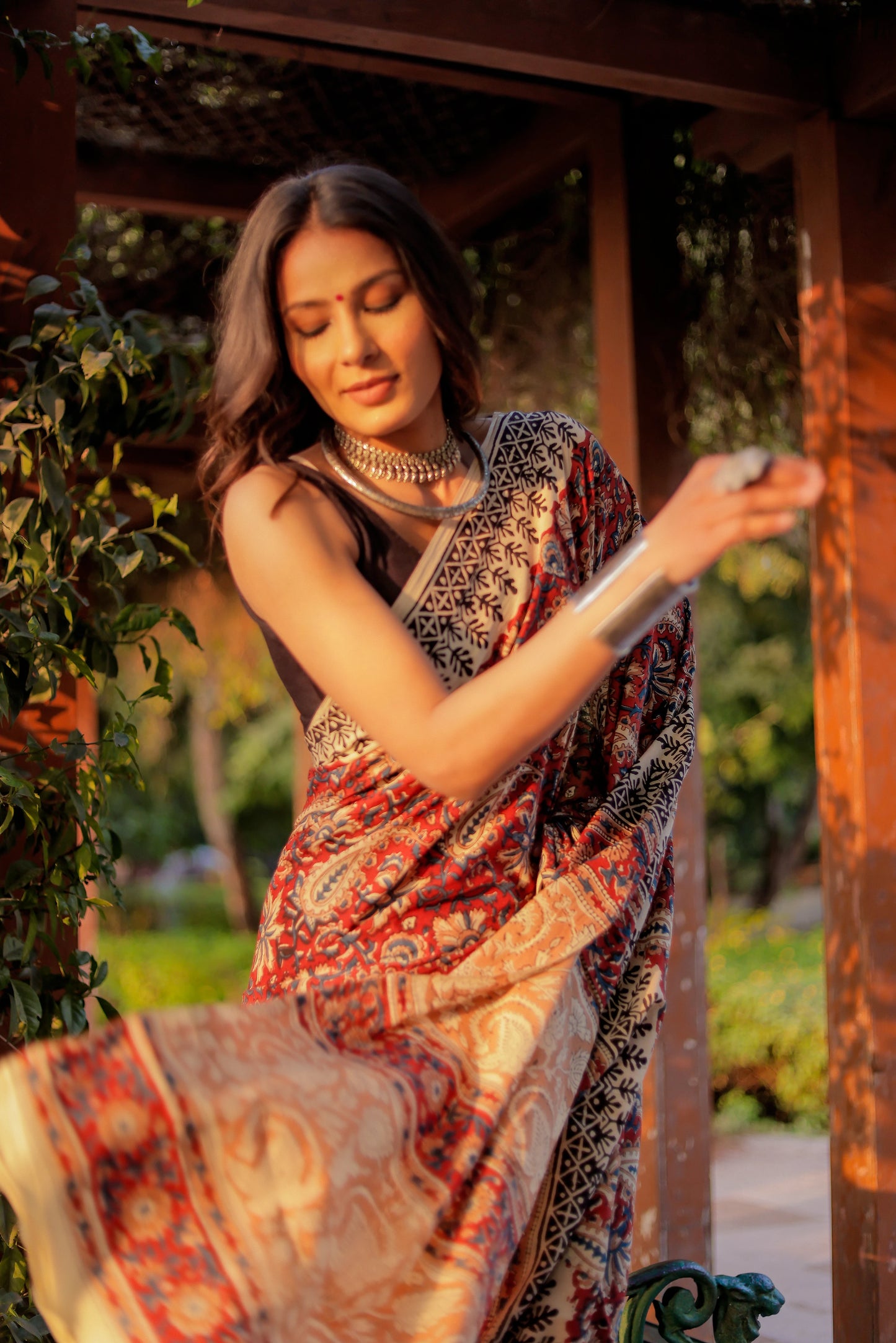 Bagru Jaal Gadh print pure cotton block print saree
