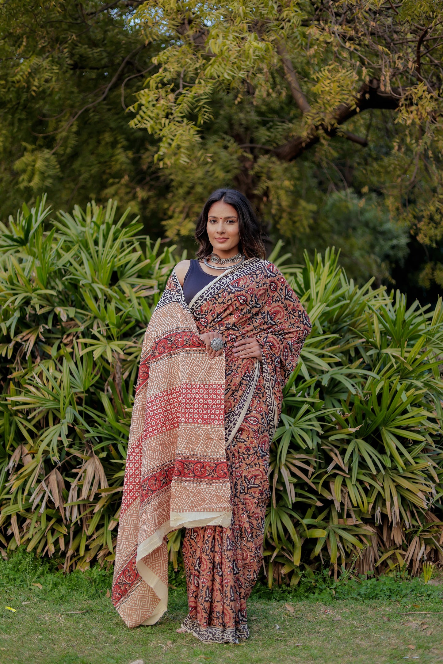 Bagru gadh jaal Bagh Block Print Pure Cotton Saree