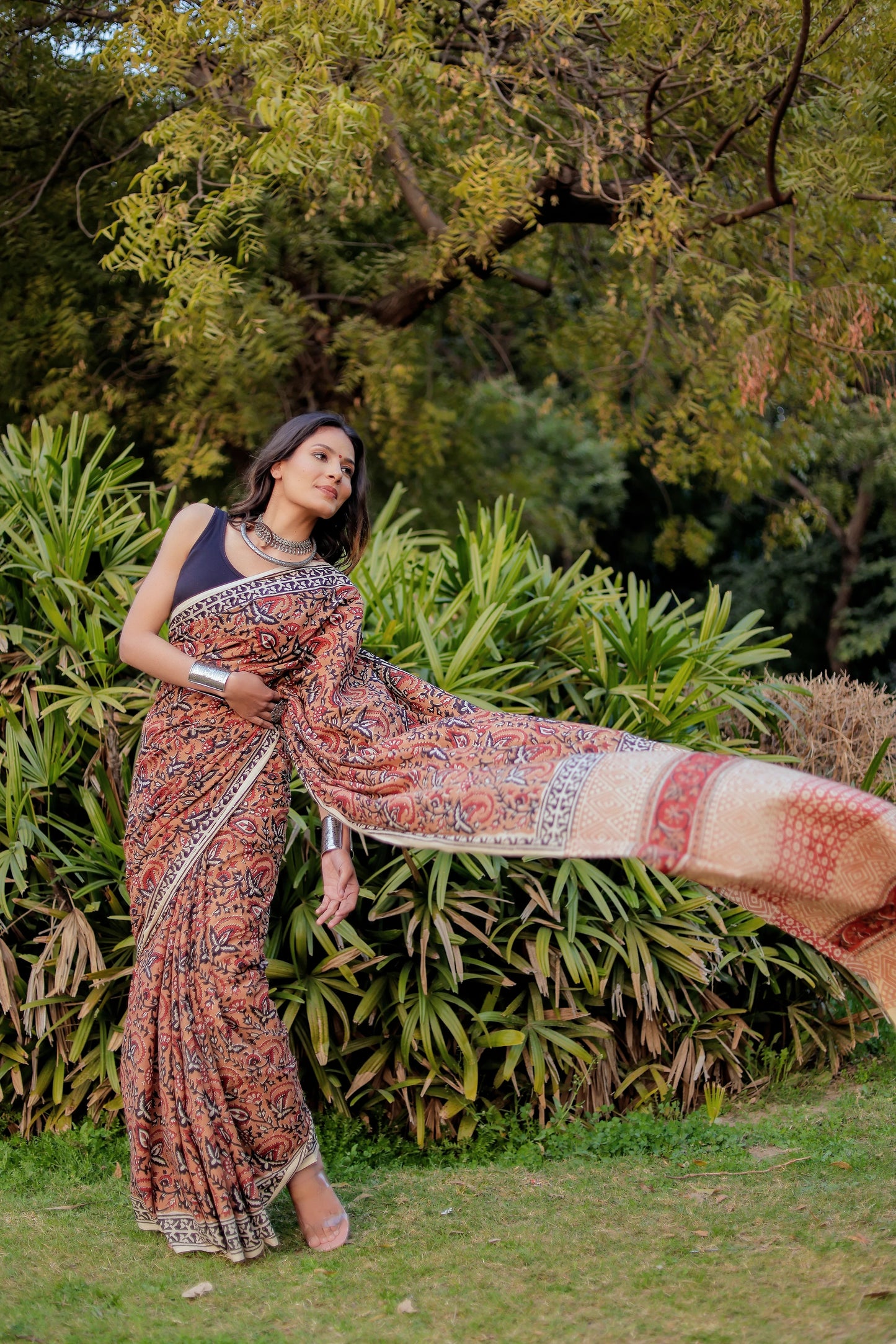 Bagru gadh jaal Bagh Block Print Pure Cotton Saree