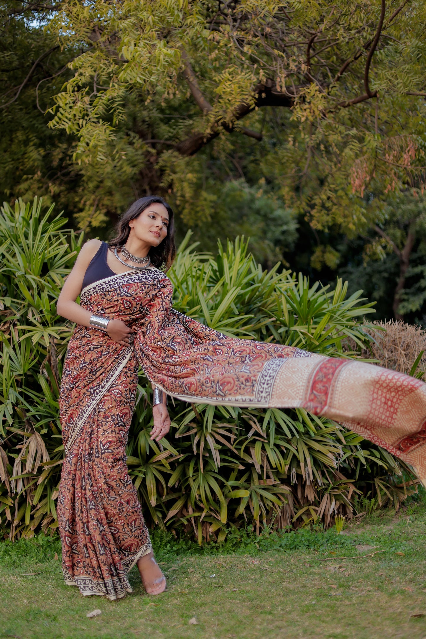 Bagru gadh jaal Bagh Block Print Pure Cotton Saree