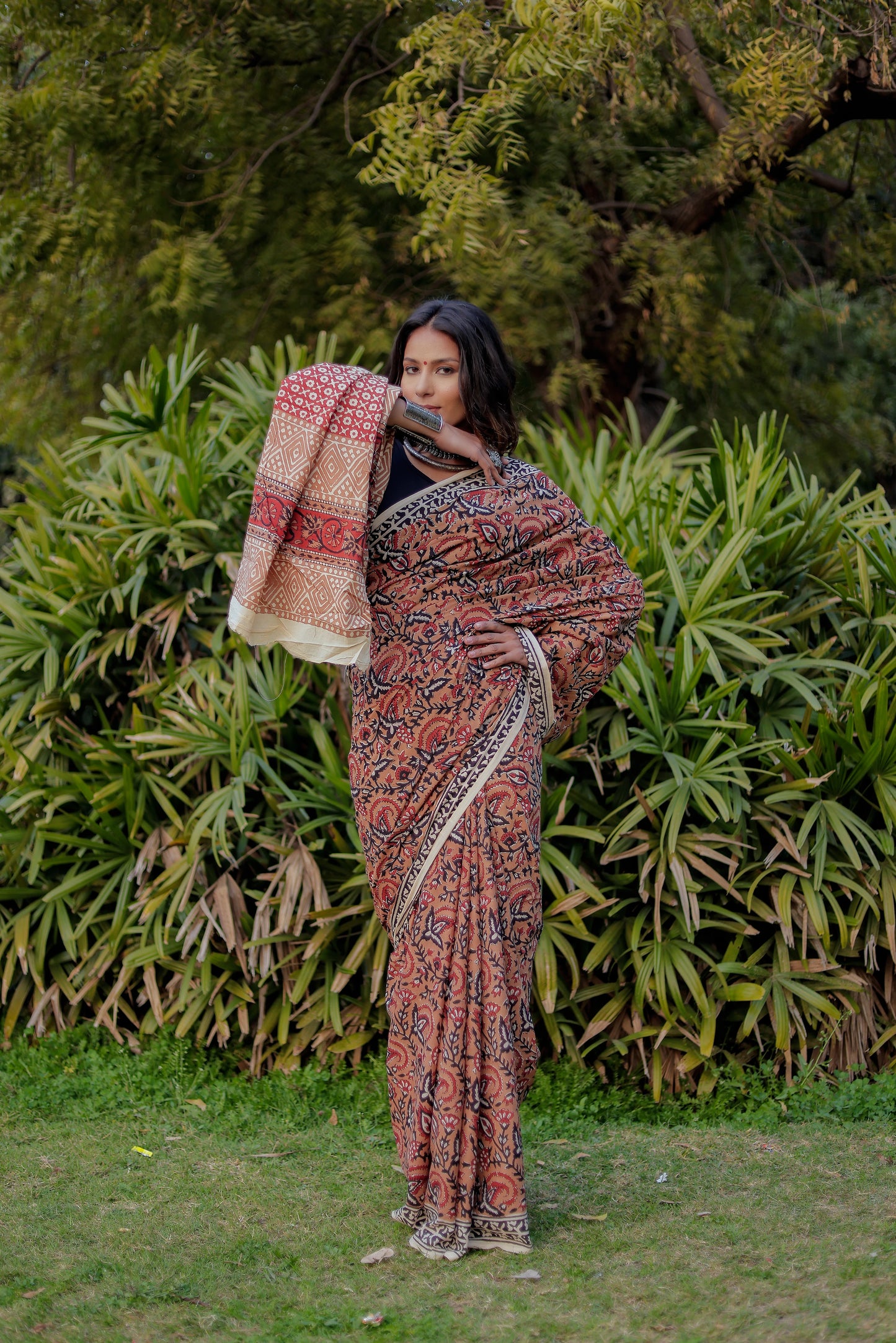 Bagru gadh jaal Bagh Block Print Pure Cotton Saree