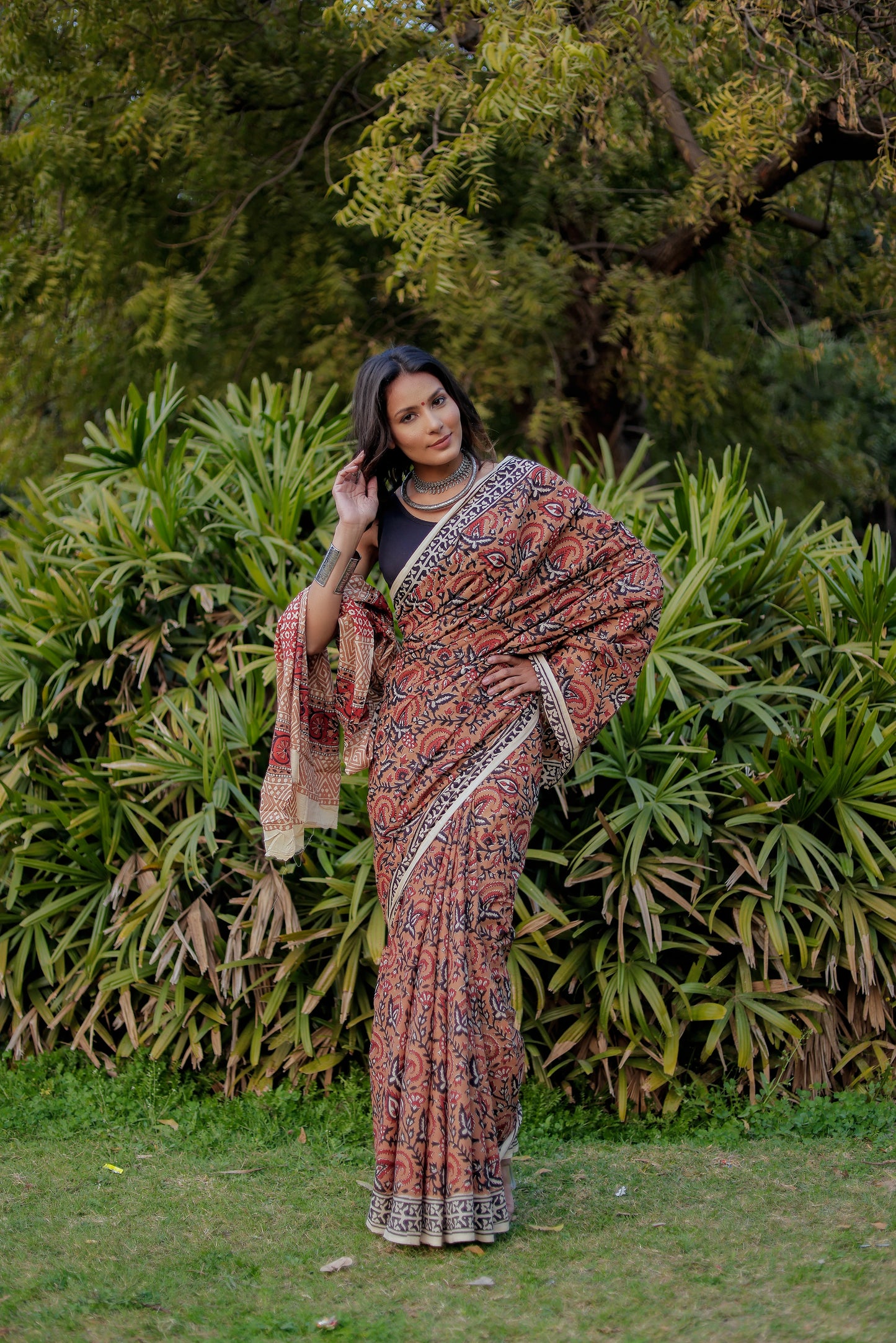 Bagru gadh jaal Bagh Block Print Pure Cotton Saree