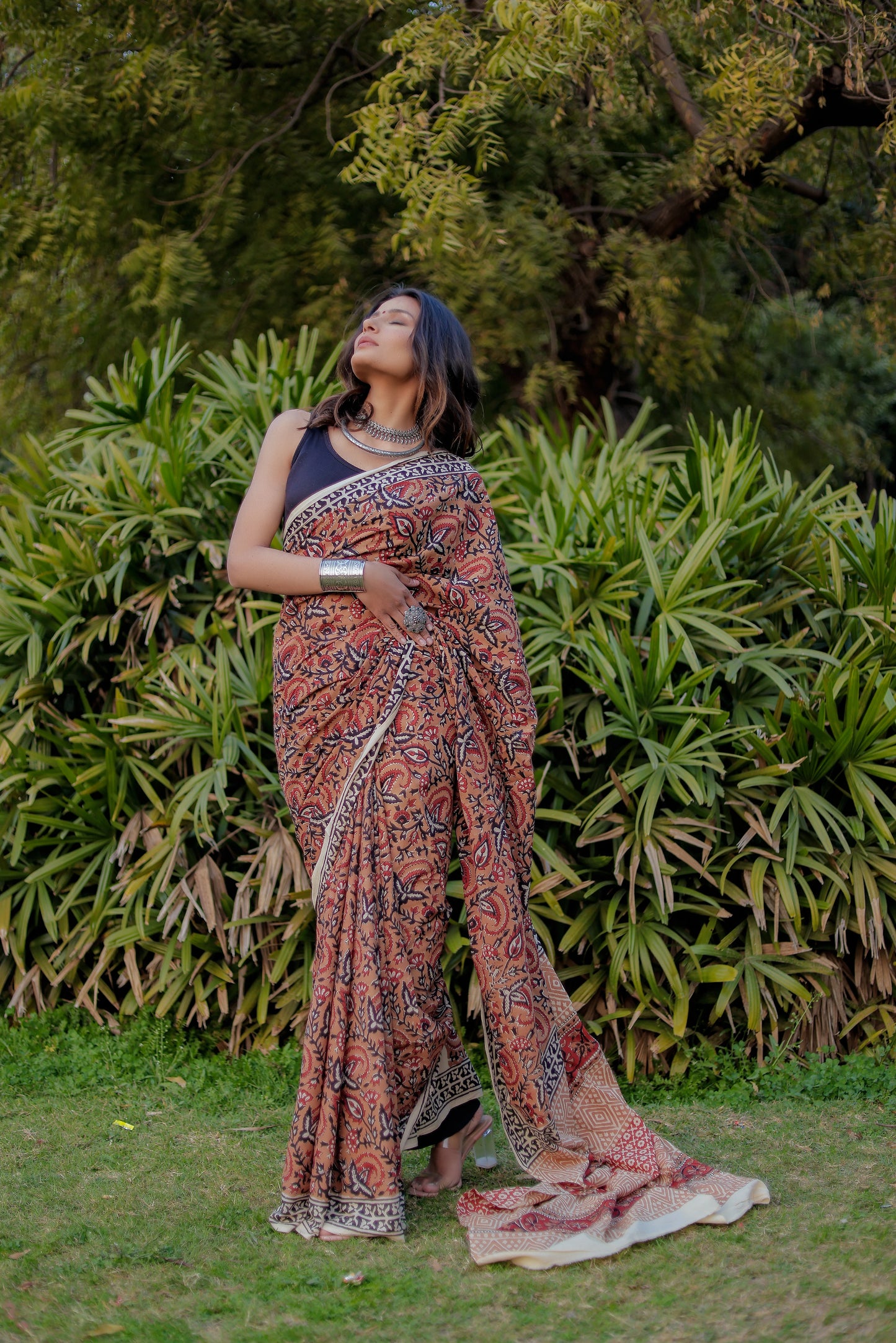 Bagru gadh jaal Bagh Block Print Pure Cotton Saree