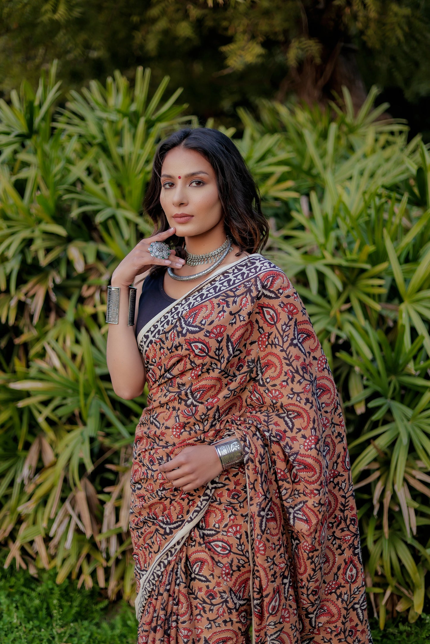Bagru gadh jaal Bagh Block Print Pure Cotton Saree