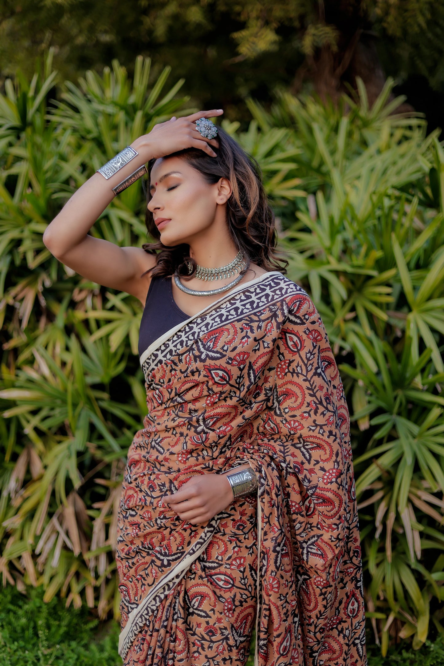 Bagru gadh jaal Bagh Block Print Pure Cotton Saree