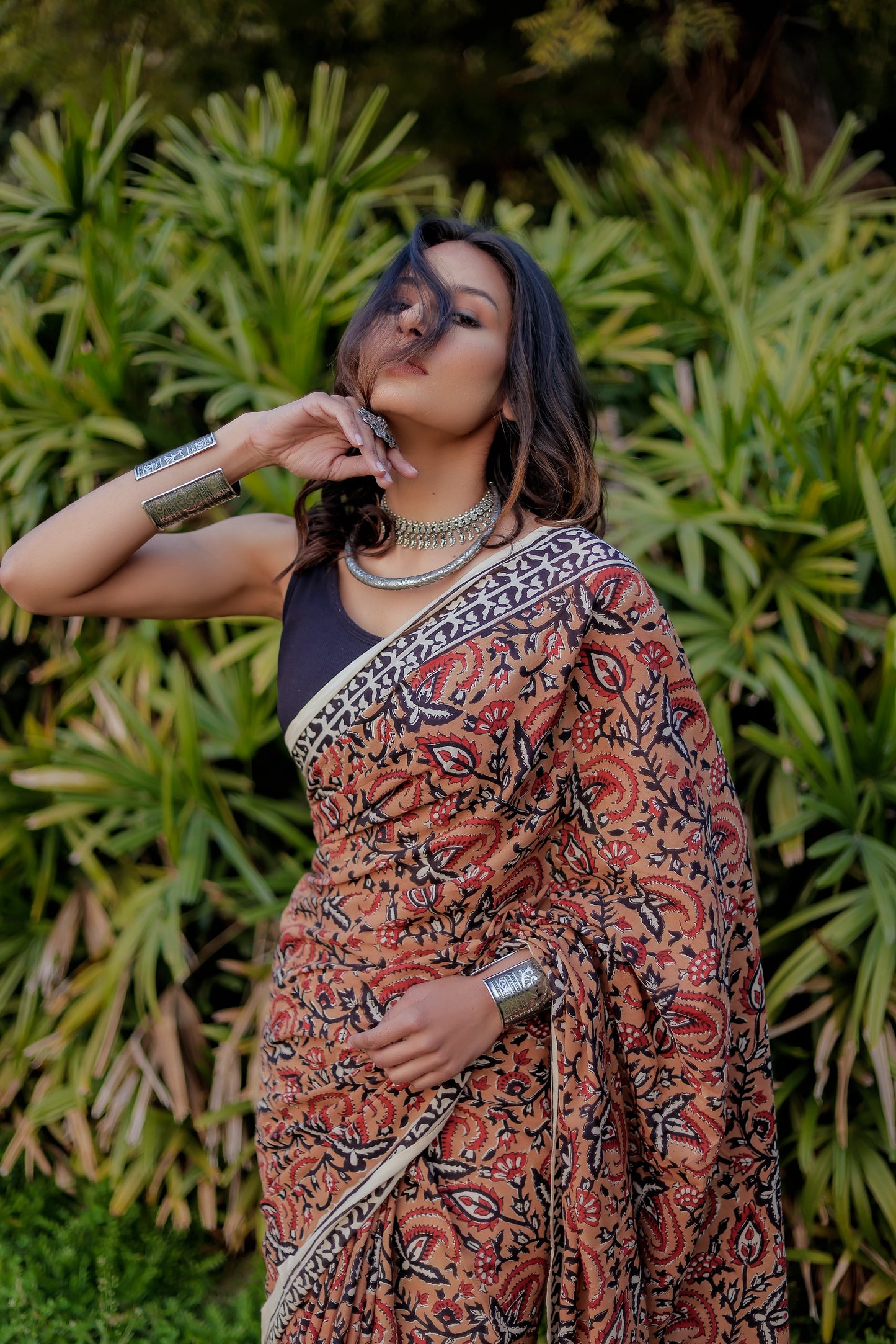Bagru gadh jaal Bagh Block Print Pure Cotton Saree