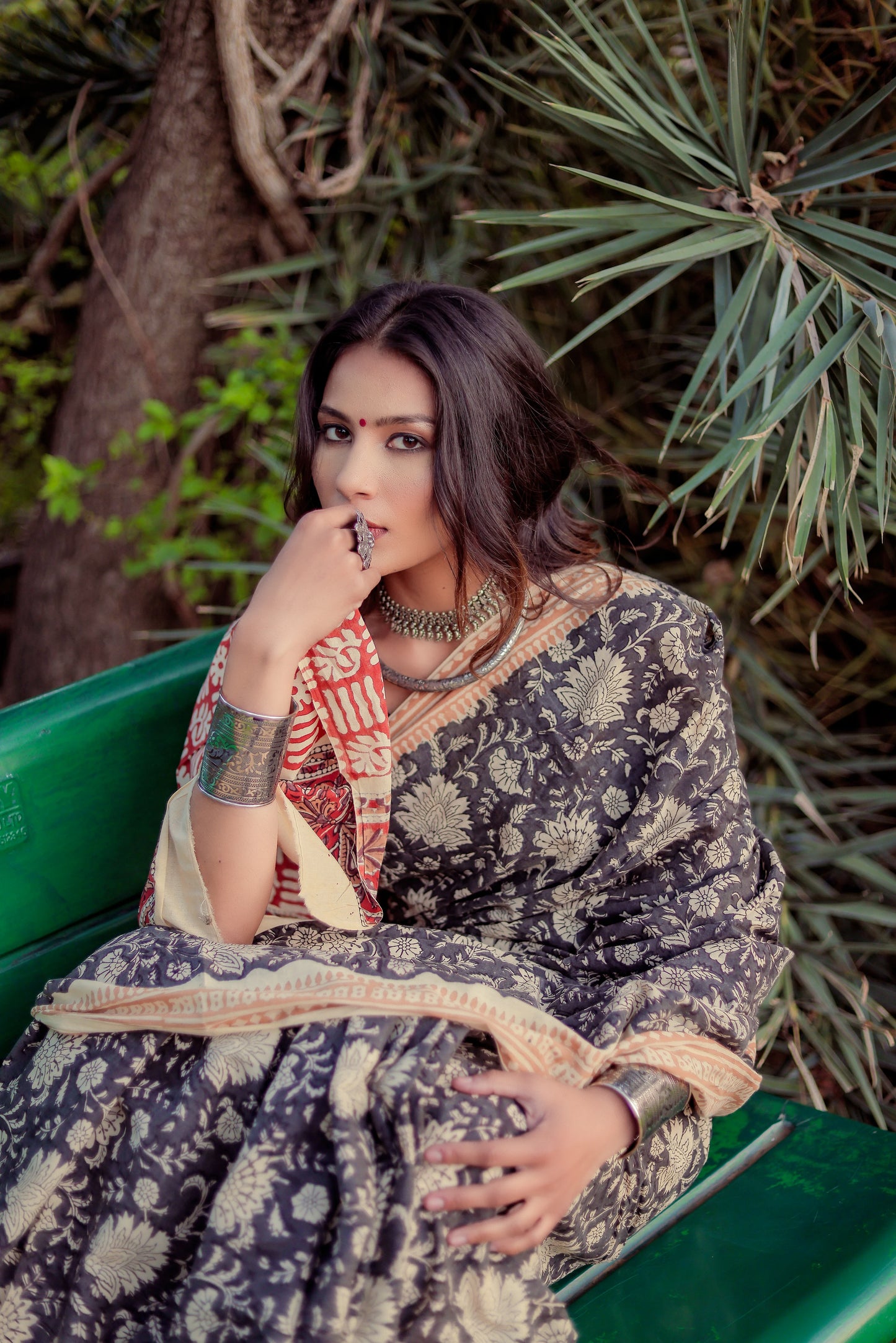 Bagru Gadh Jaal Block Print Pure Cotton Saree
