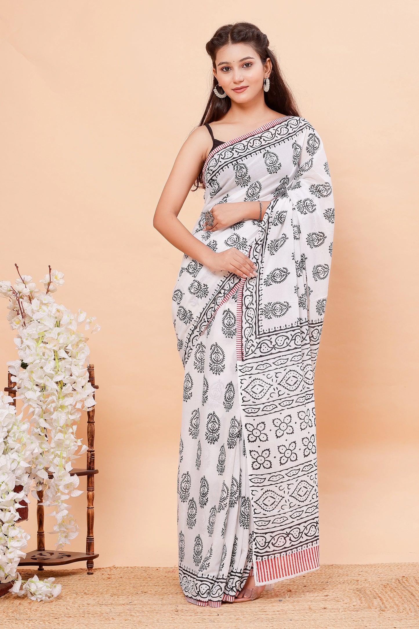 Hand Block Printed Mul Cotton Saree