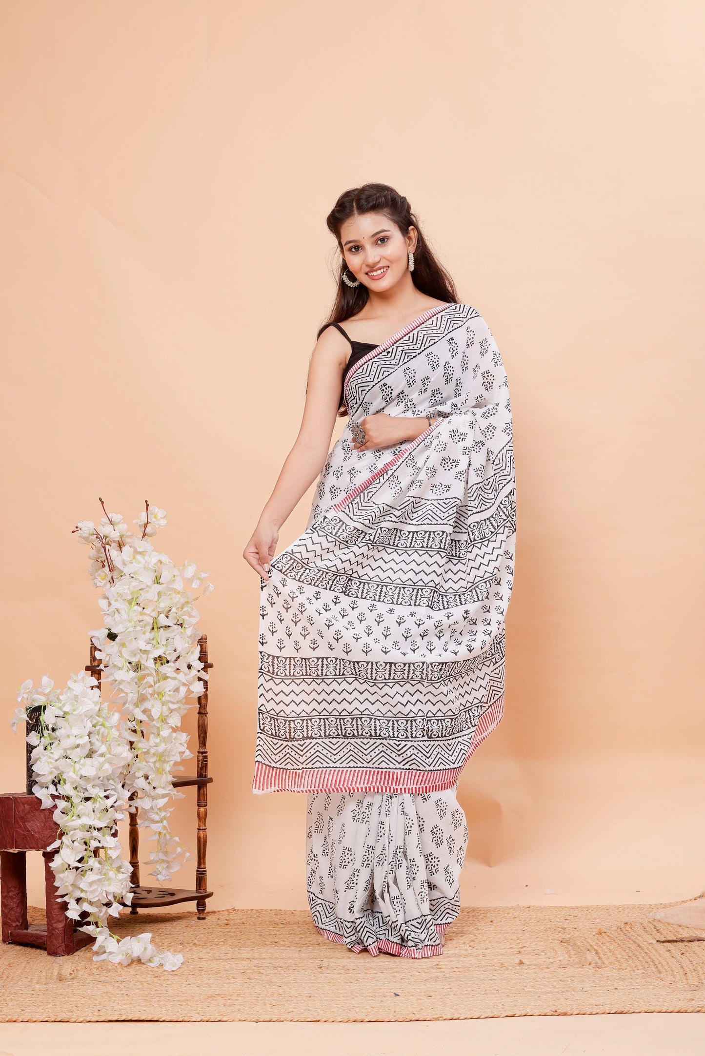 Hand Block Printed Mul Cotton Saree