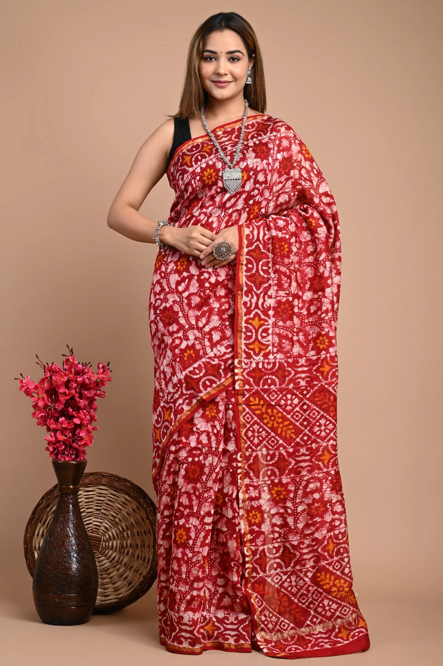 Hand Block Printed Chanderi Silk Saree