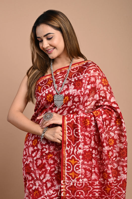 Hand Block Printed Chanderi Silk Saree
