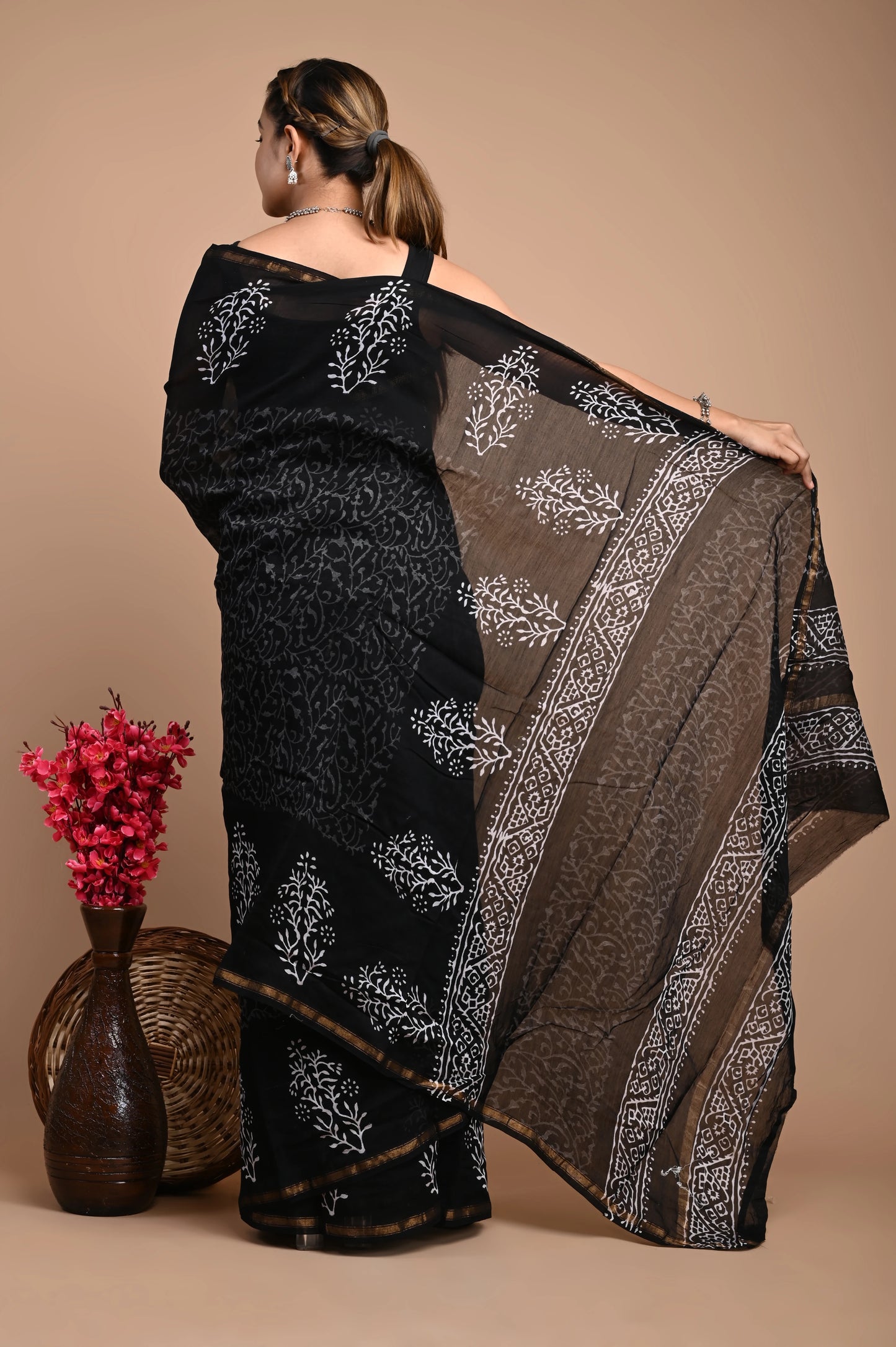 Hand Block Printed Chanderi Silk Saree