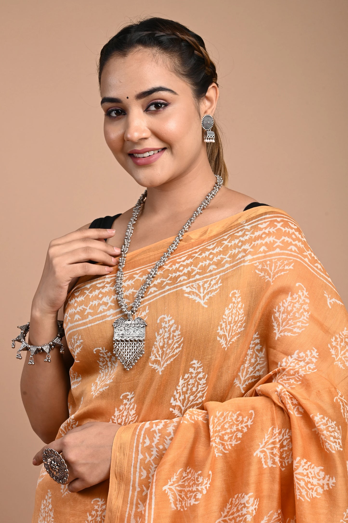 Hand Block Printed Chanderi Silk Saree