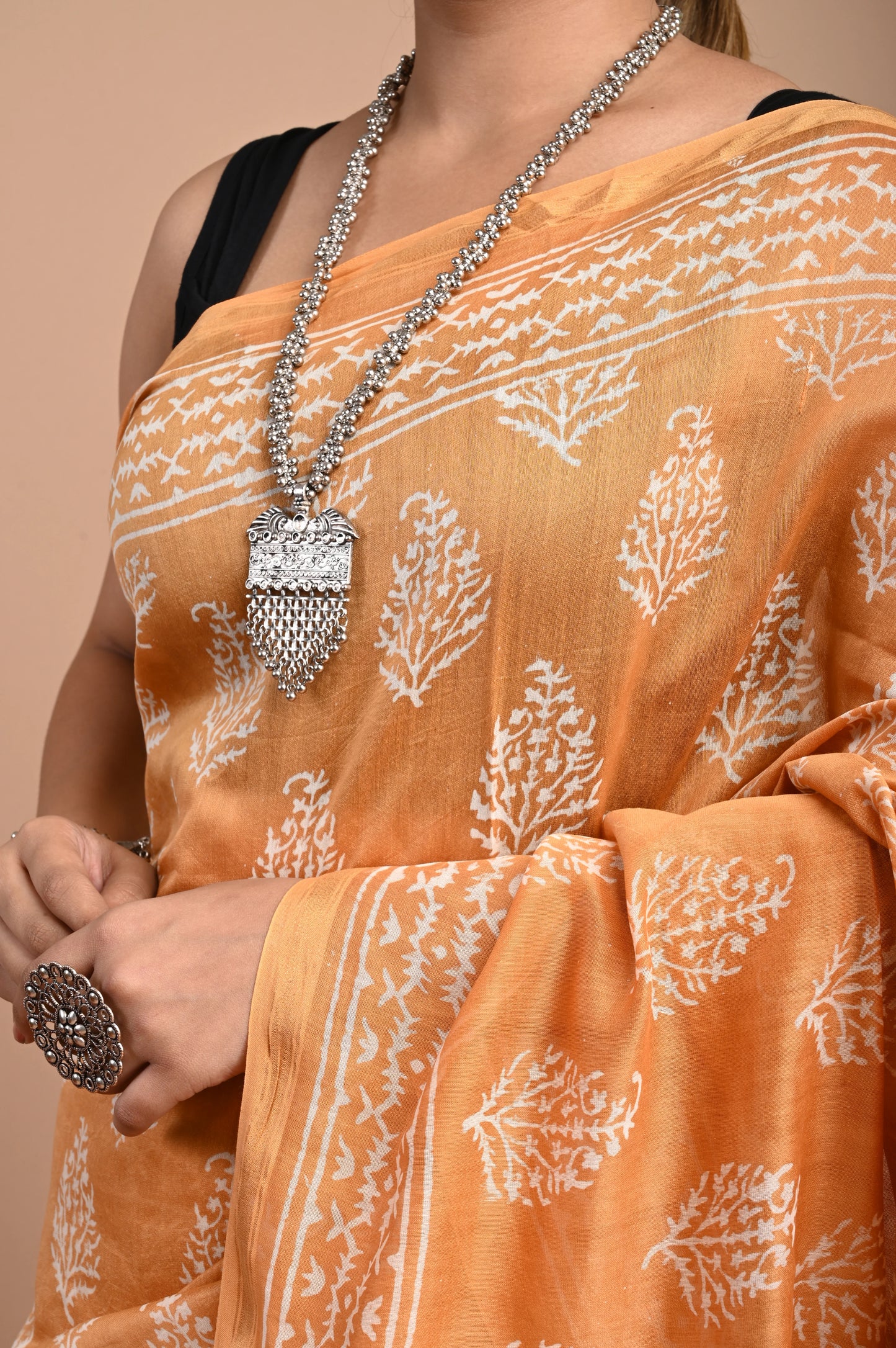 Hand Block Printed Chanderi Silk Saree