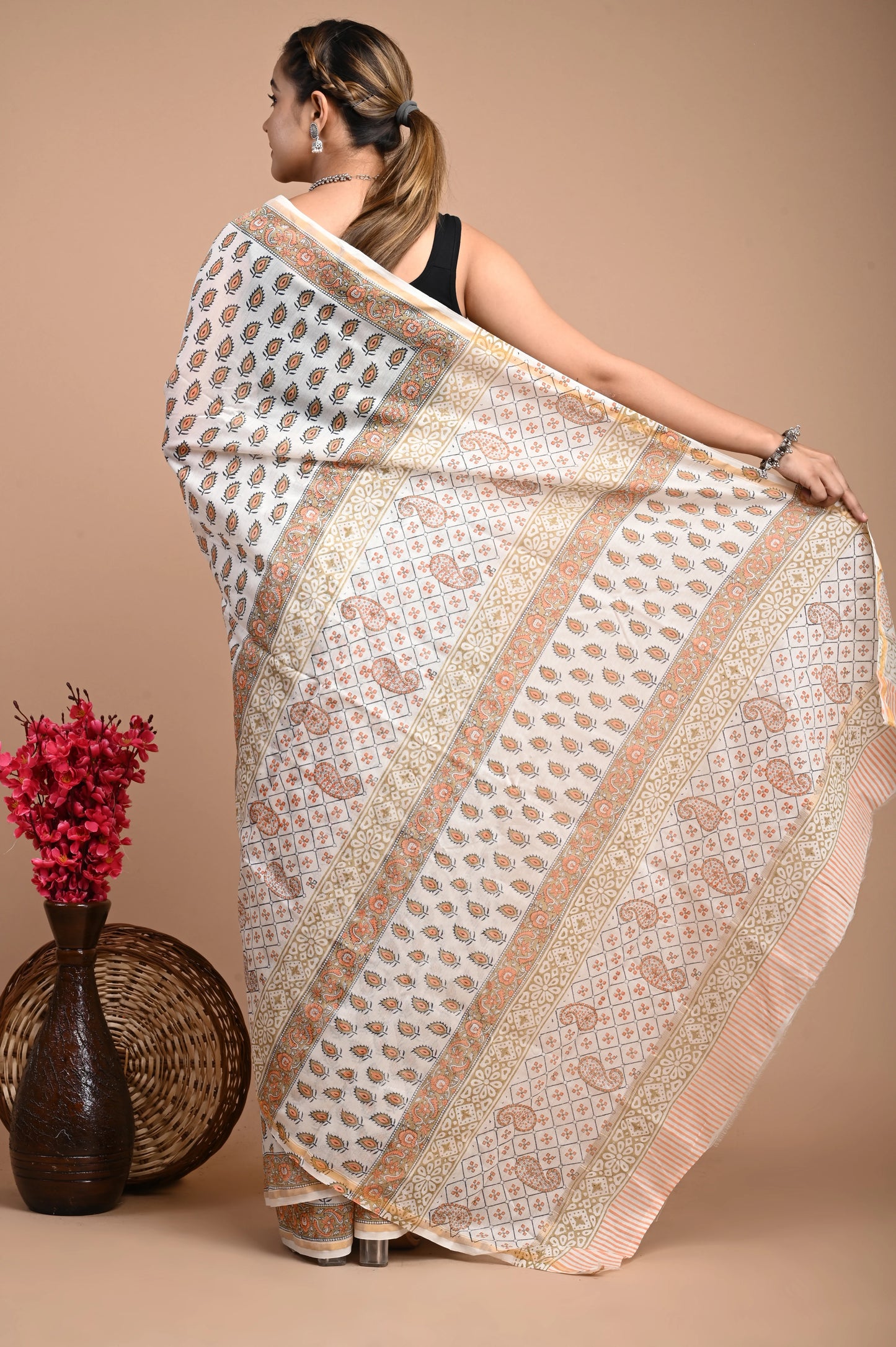 Hand Block Printed Chanderi Silk Saree