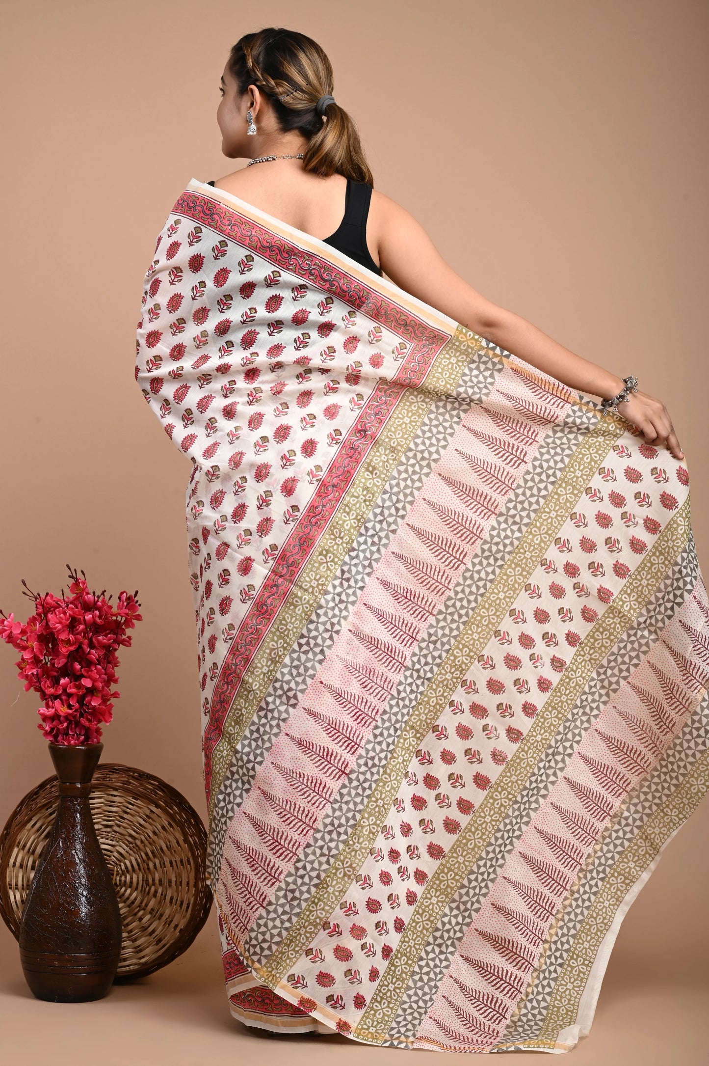 Hand Block Printed Chanderi Silk Saree