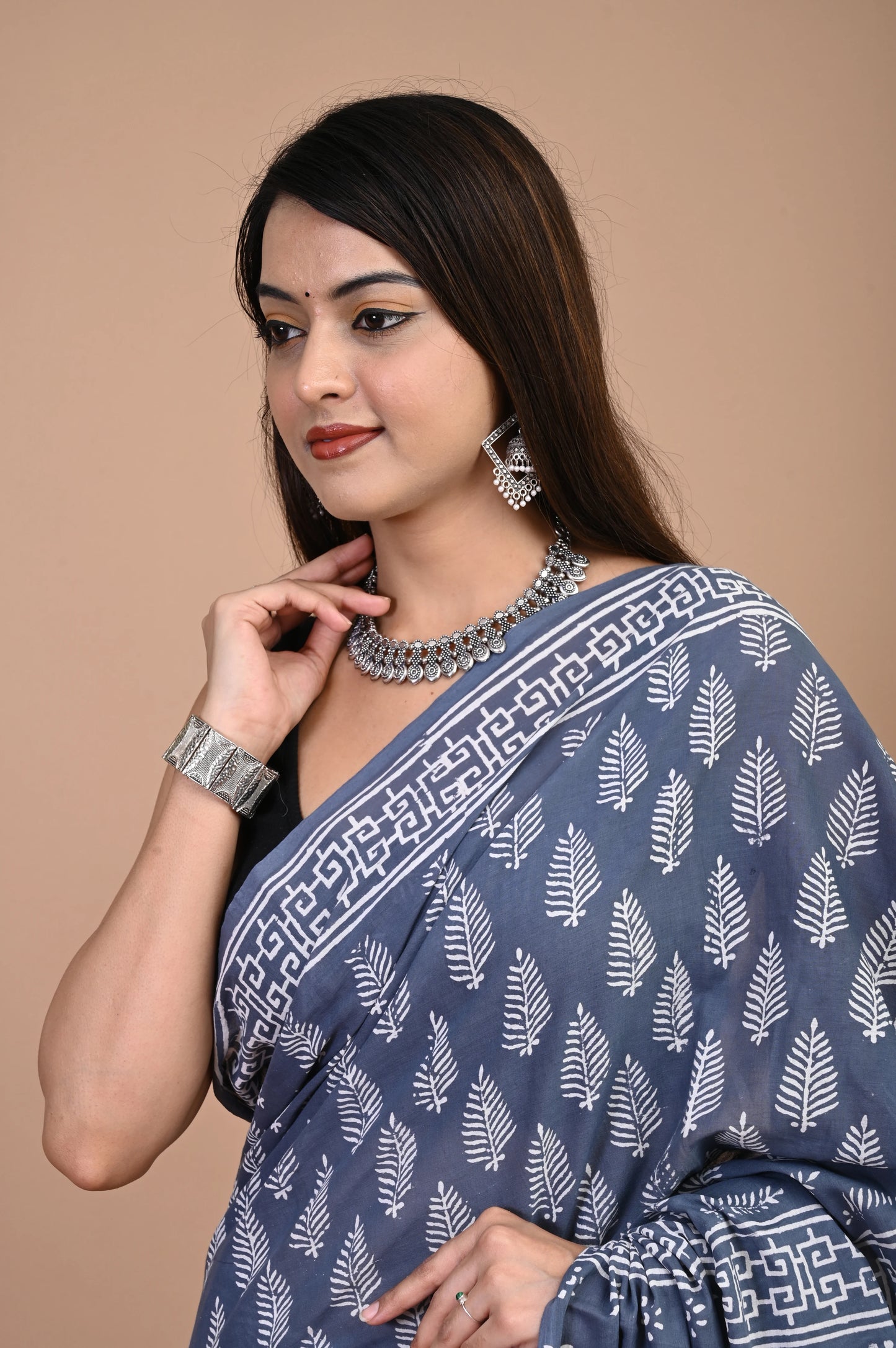 Hand Block Printed Mul Cotton Saree