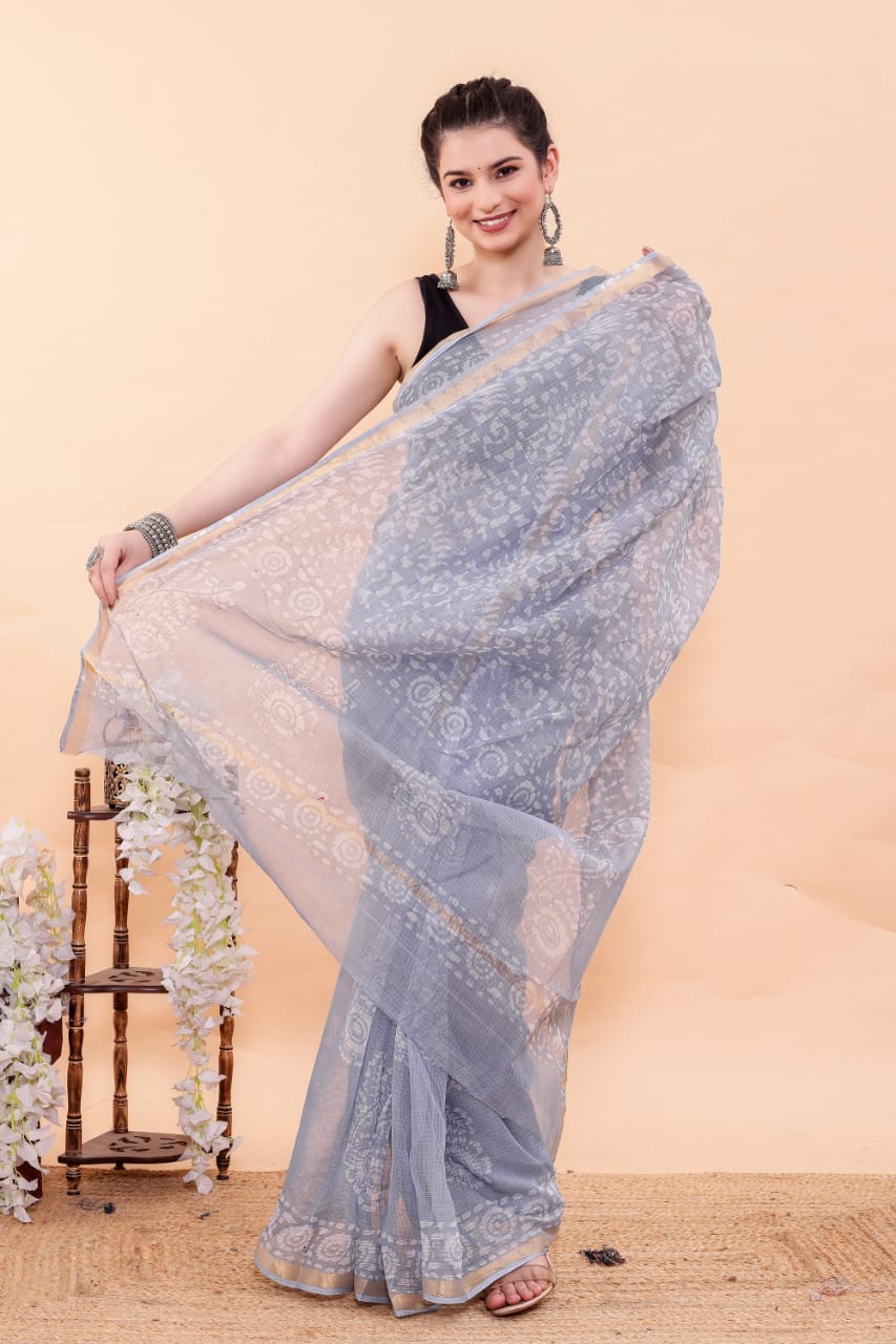 Exclusive Hand Block Premium Kota Doria Saree