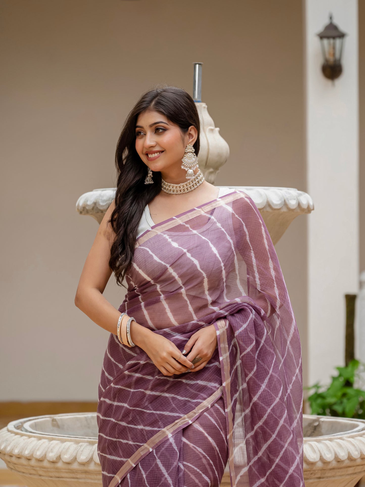 Wine Lehriya Kota Doria saree