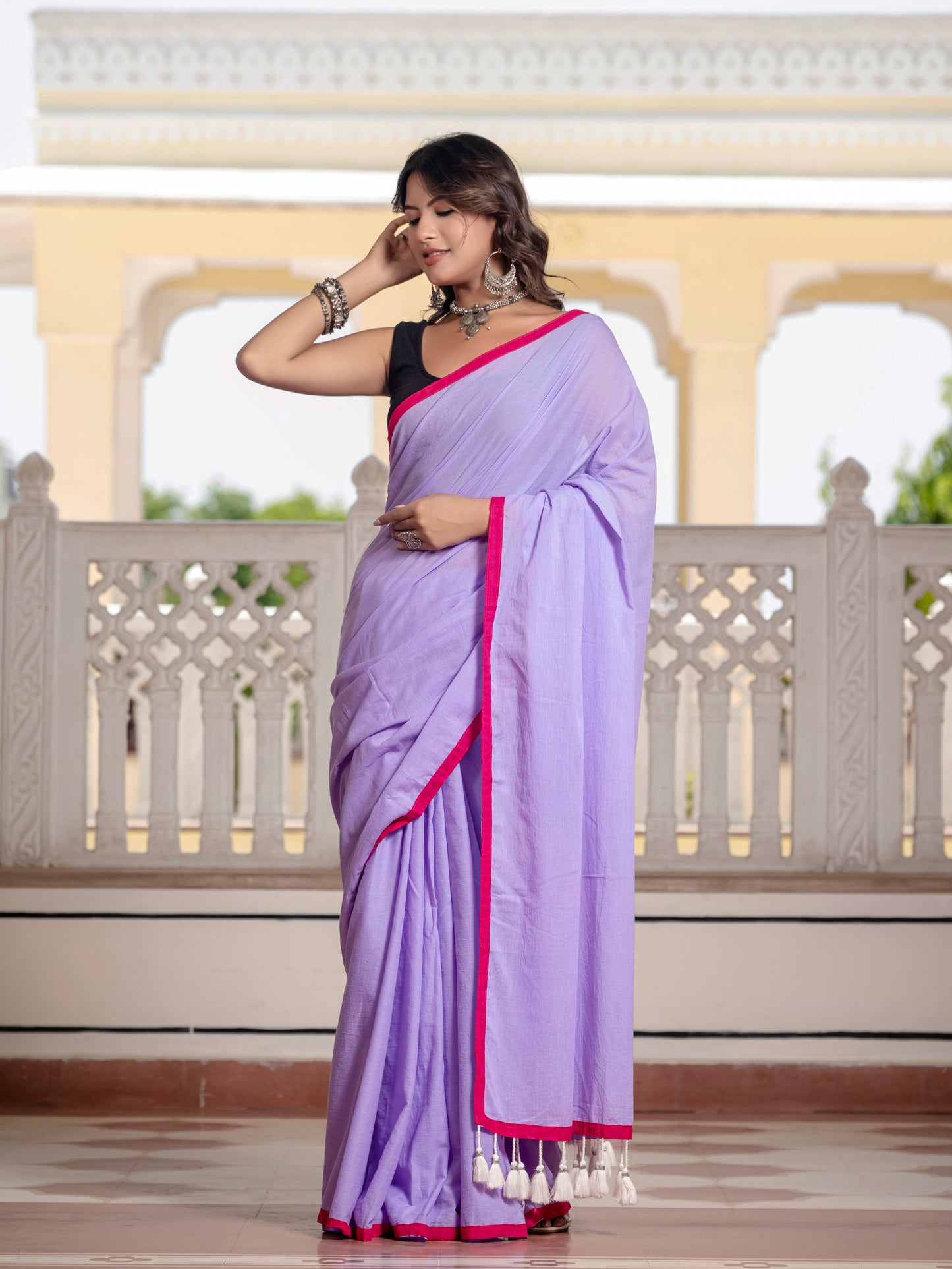 Light Purple Pure Mul Cotton Saree