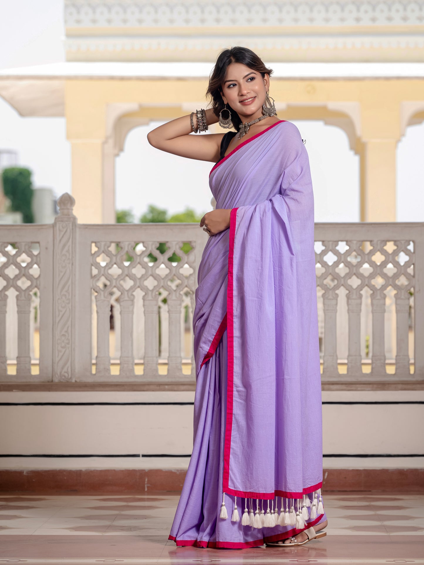 Light Purple Pure Mul Cotton Saree