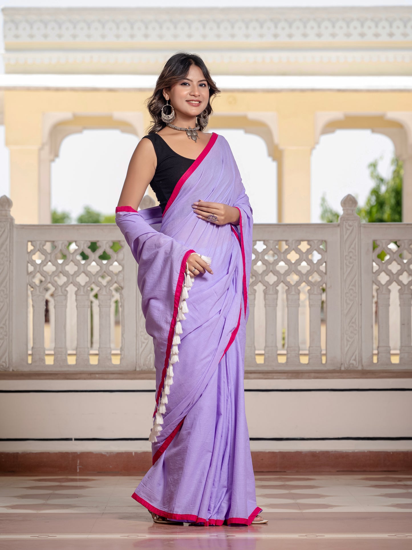Light Purple Pure Mul Cotton Saree