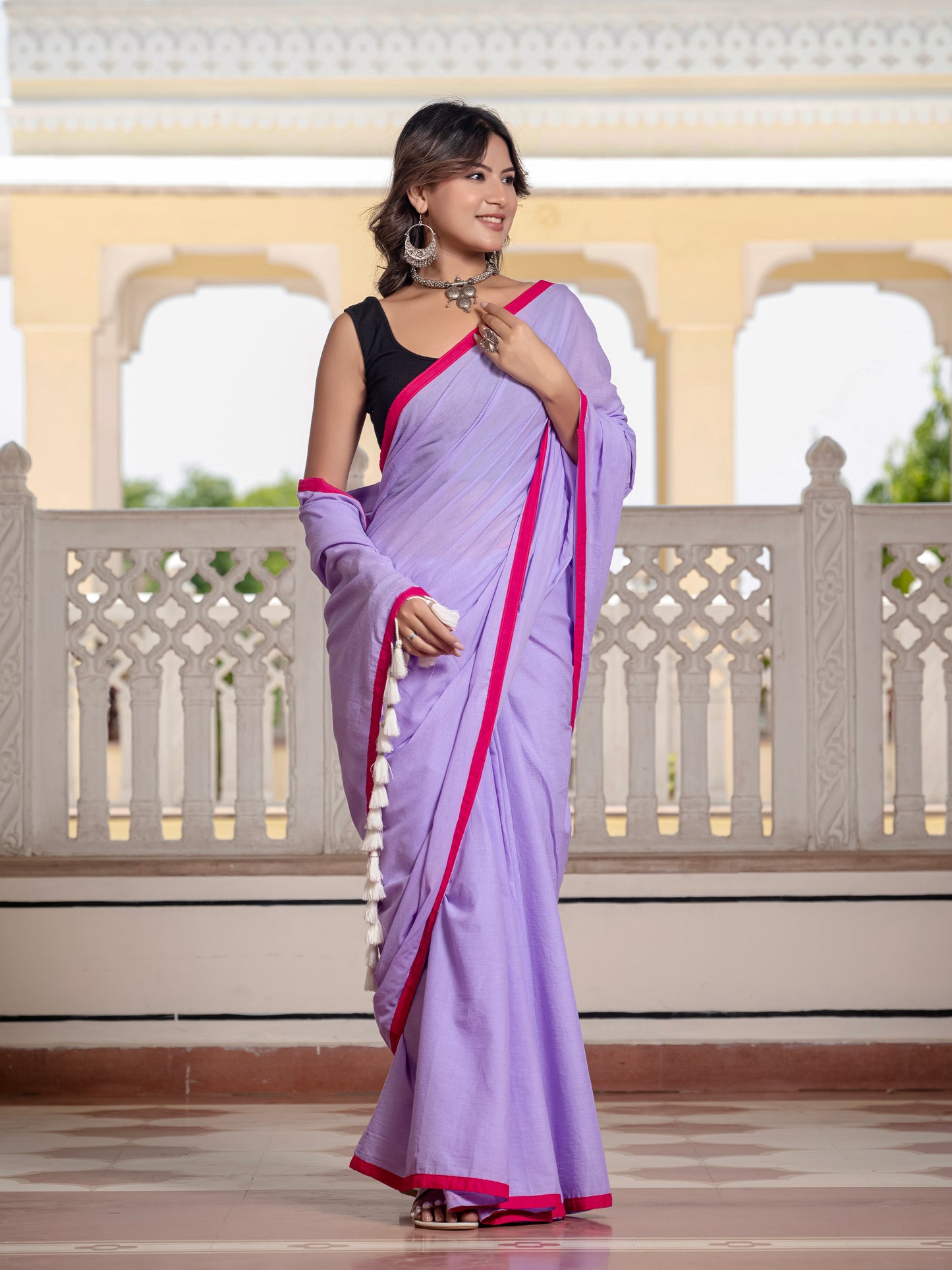 Light Purple Pure Mul Cotton Saree